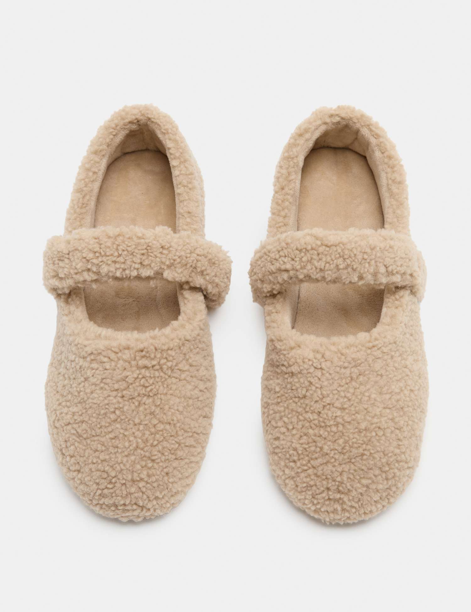 M&S Borg Mary Jane Ballet Slippers Natural