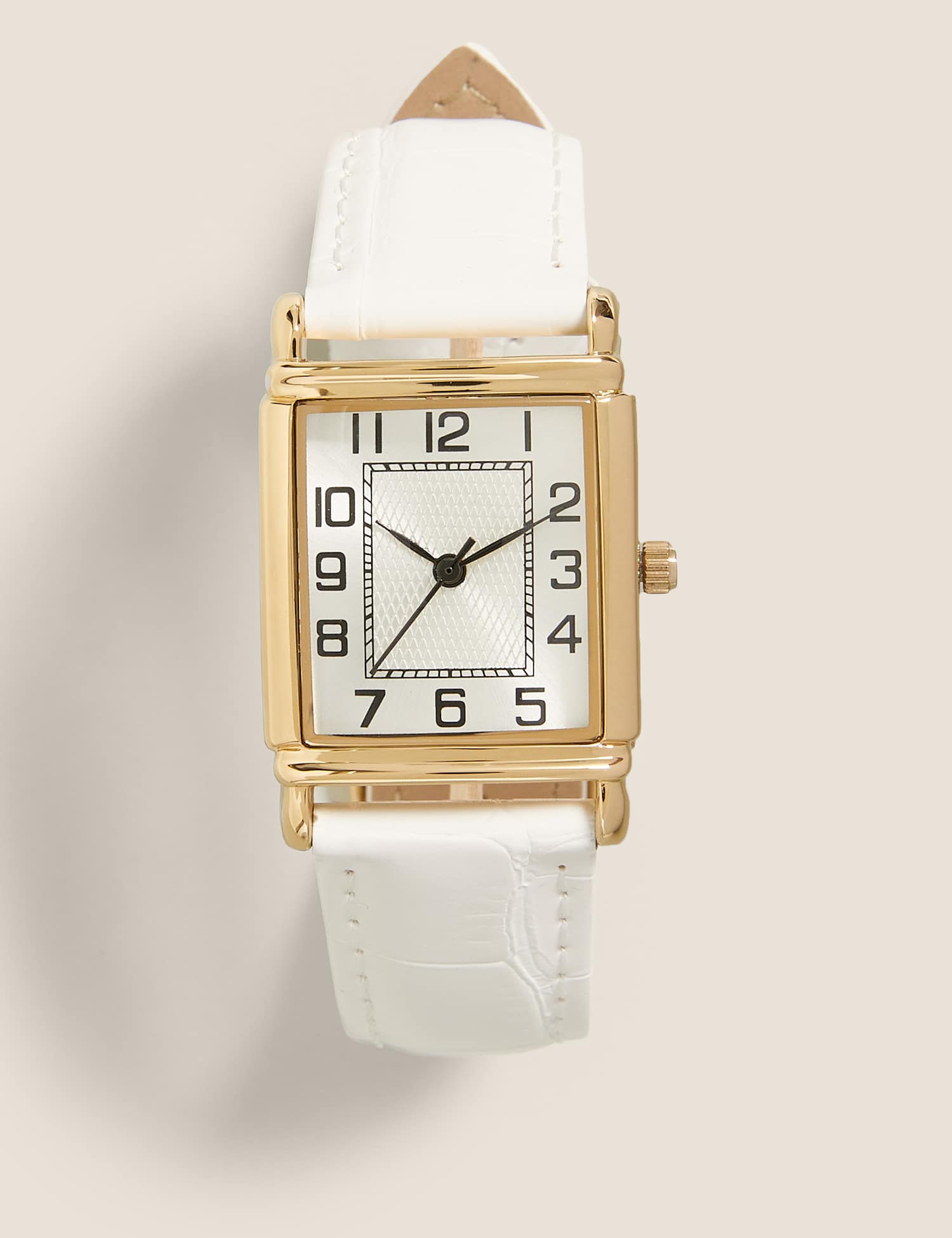 M&S Rectangular Face Watch White