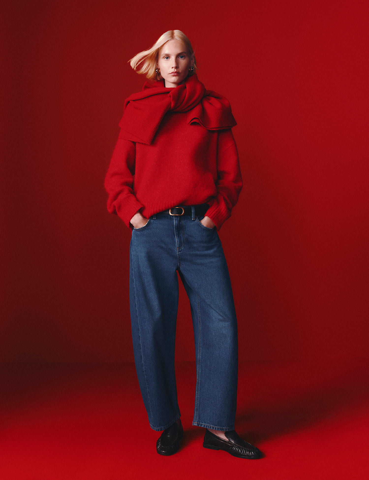 M&S Alpaca Blend Textured Relaxed Jumper Ruby Red