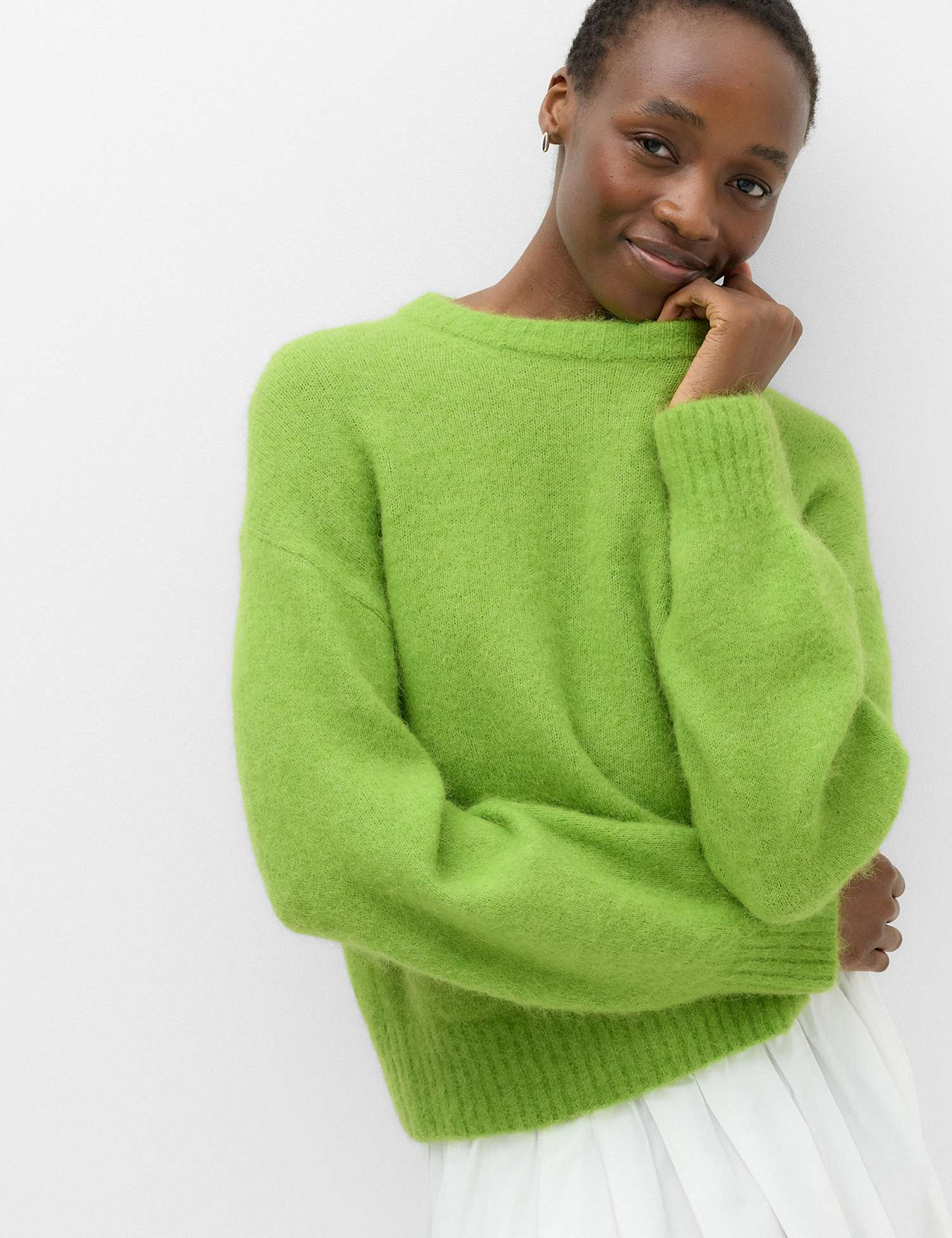 M&S Alpaca Blend Textured Relaxed Jumper Green