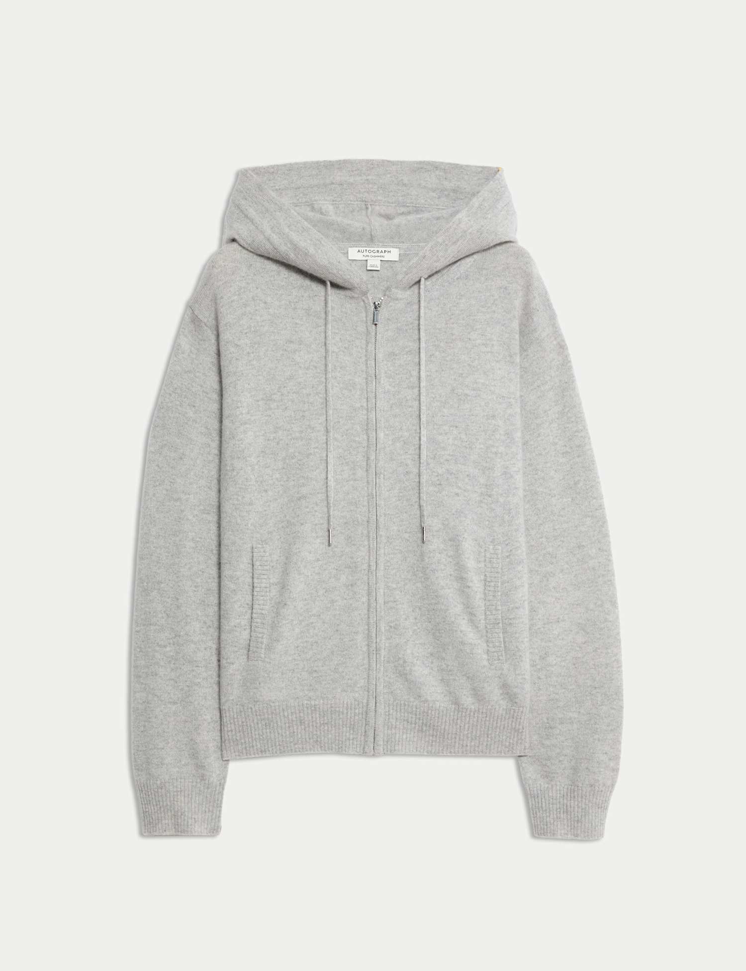 Autograph Pure Cashmere Zip Up Hoodie Light Grey