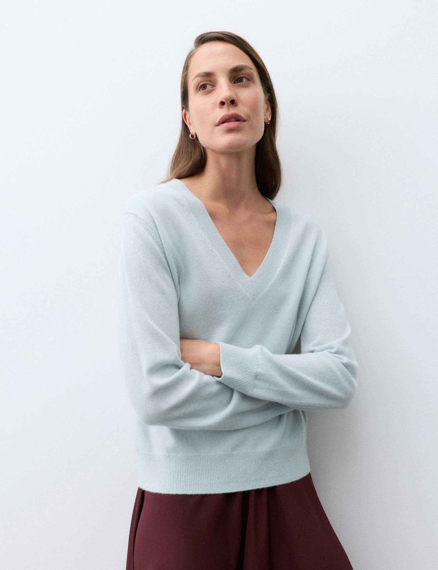 Autograph Pure Cashmere V-Neck Relaxed Jumper Ice Blue