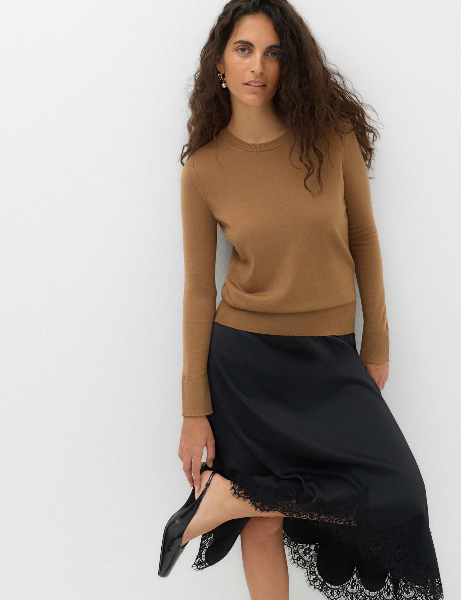 M&S Pure Merino Crew Neck Jumper Caramel