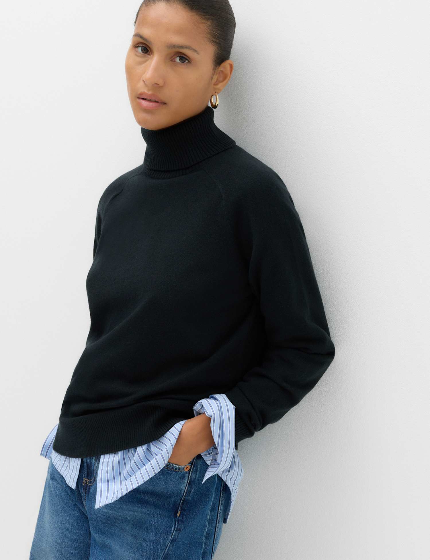 M&S Air-Yarn Roll Neck Jumper Midnight Navy