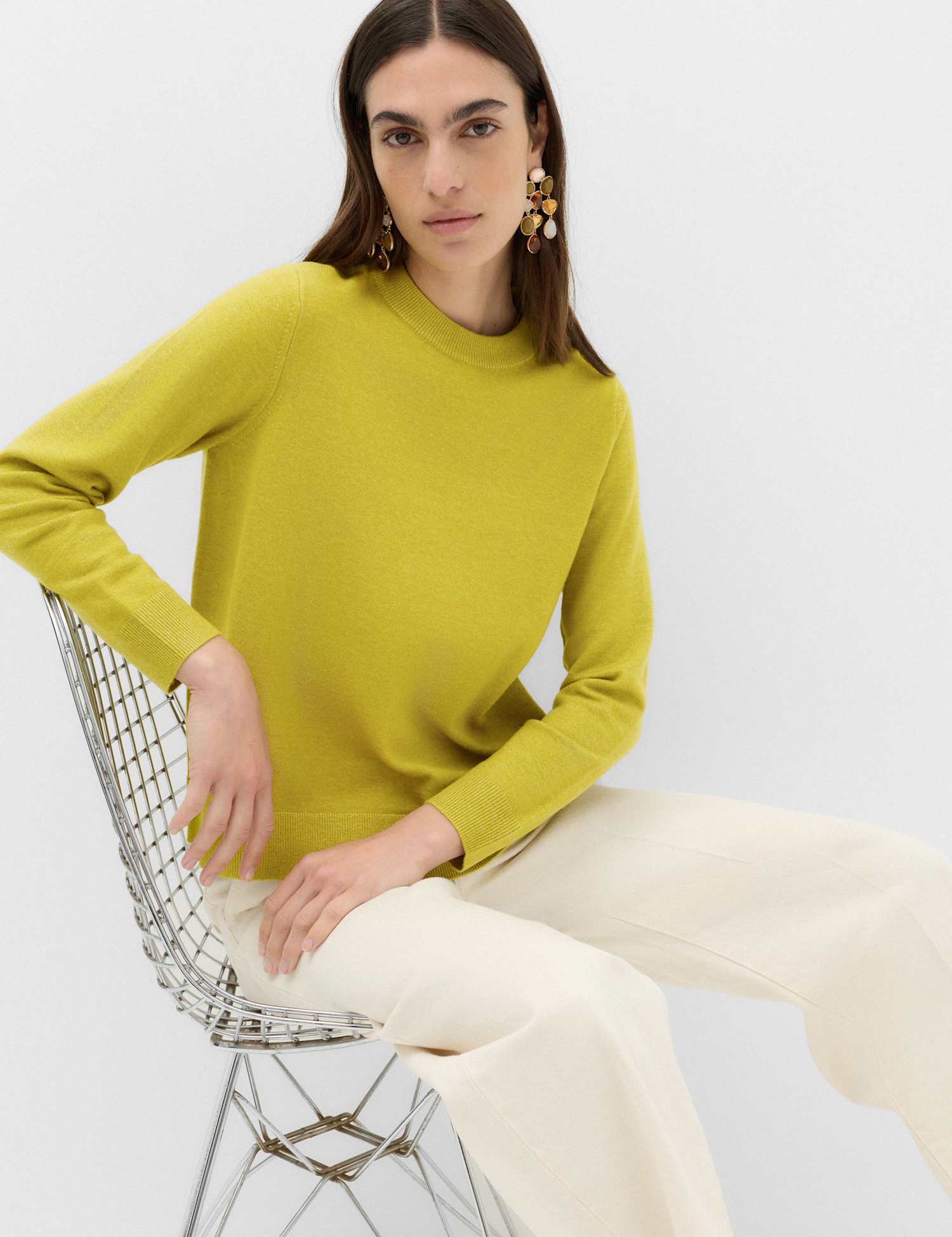 M&S Air-Yarn Crew Neck Jumper Moss