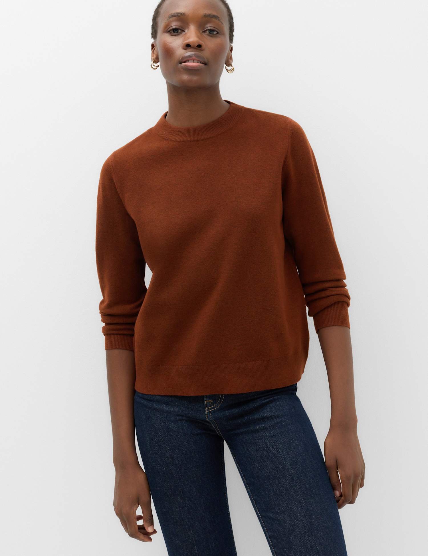 M&S Air-Yarn Crew Neck Jumper Chestnut