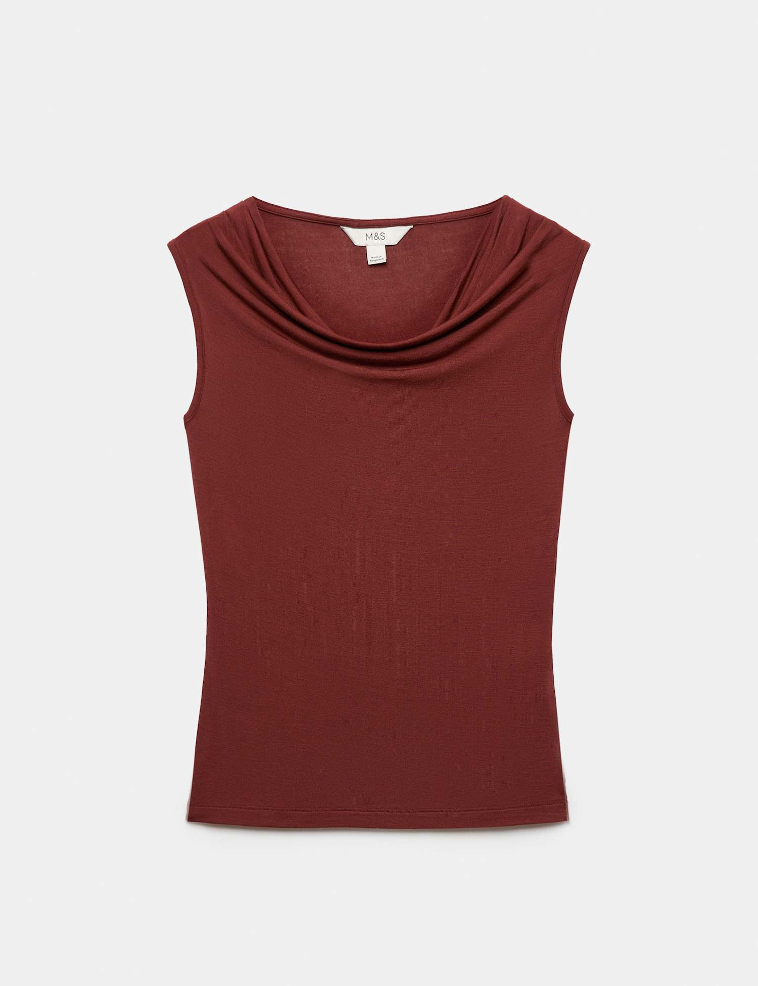 M&S Cowl Neck Draped Vest Top Chestnut