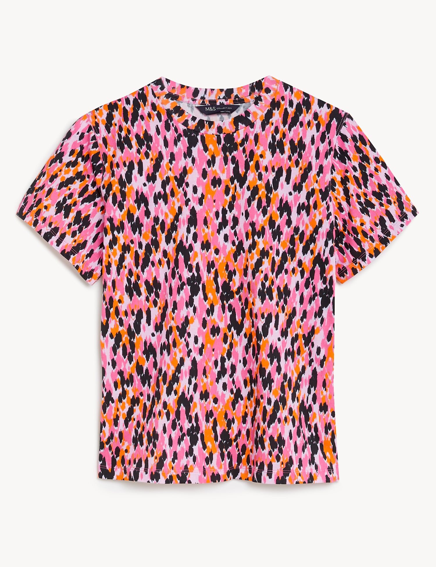 M&S Pure Cotton Printed Modern Tee Pink Mix