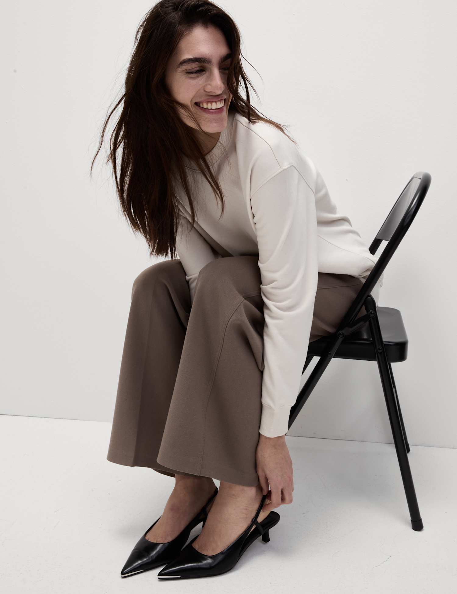 M&S Cotton Rich Oversized Longline Sweatshirt Light Natural