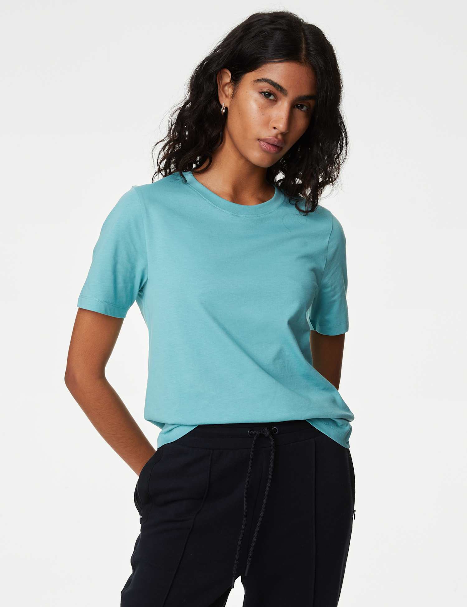 M&S Pure Cotton Everyday Fit T-Shirt Turquoise