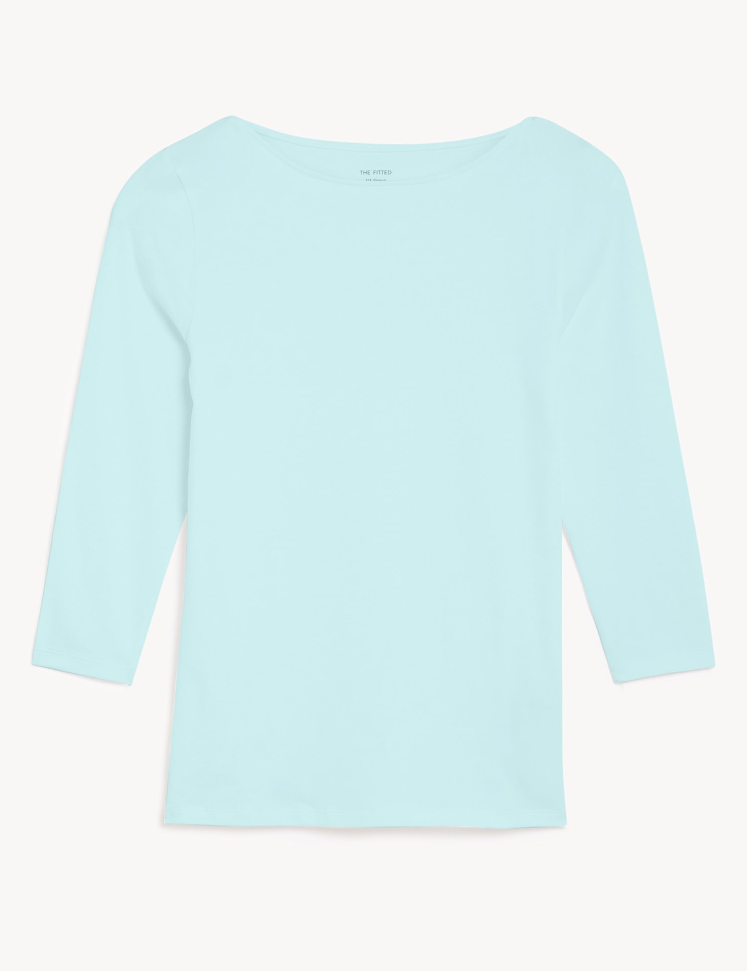 M&S Cotton Rich Slim Fit 3/4 Sleeve T-Shirt Pale Aqua