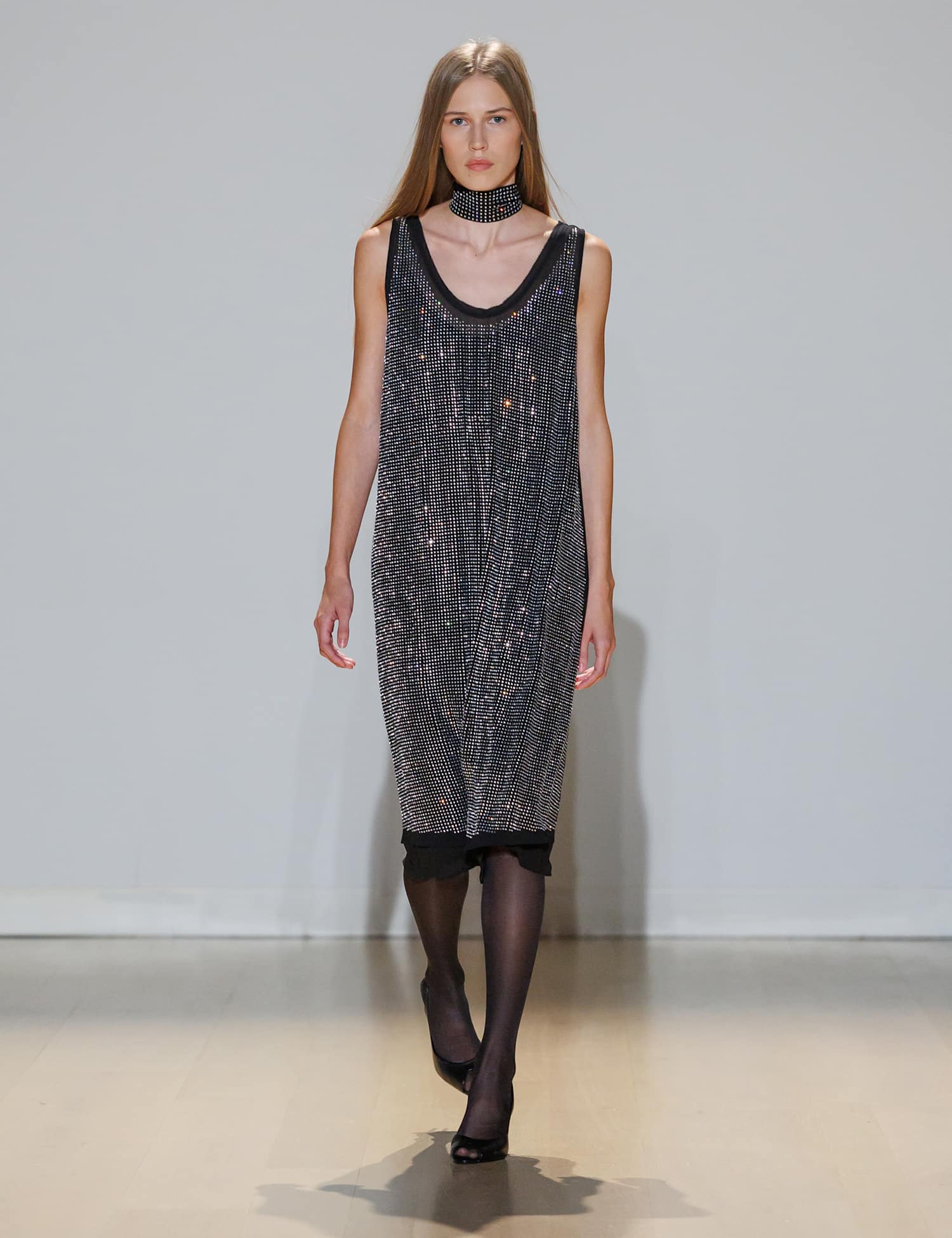 M&S Embellished Scoop Neck Shift Midi Dress Black