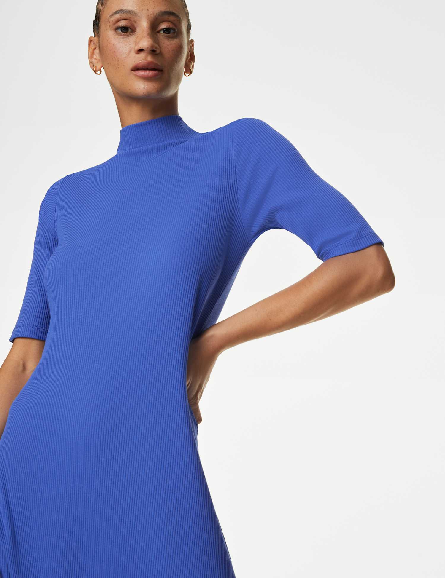 M&S Jersey Funnel Neck Maxi Column Dress Iris