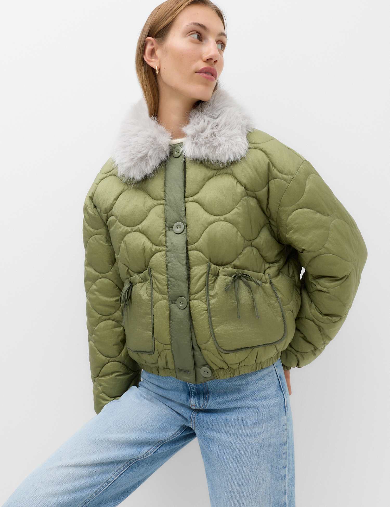 M&S Quilted Short Jacket Sage