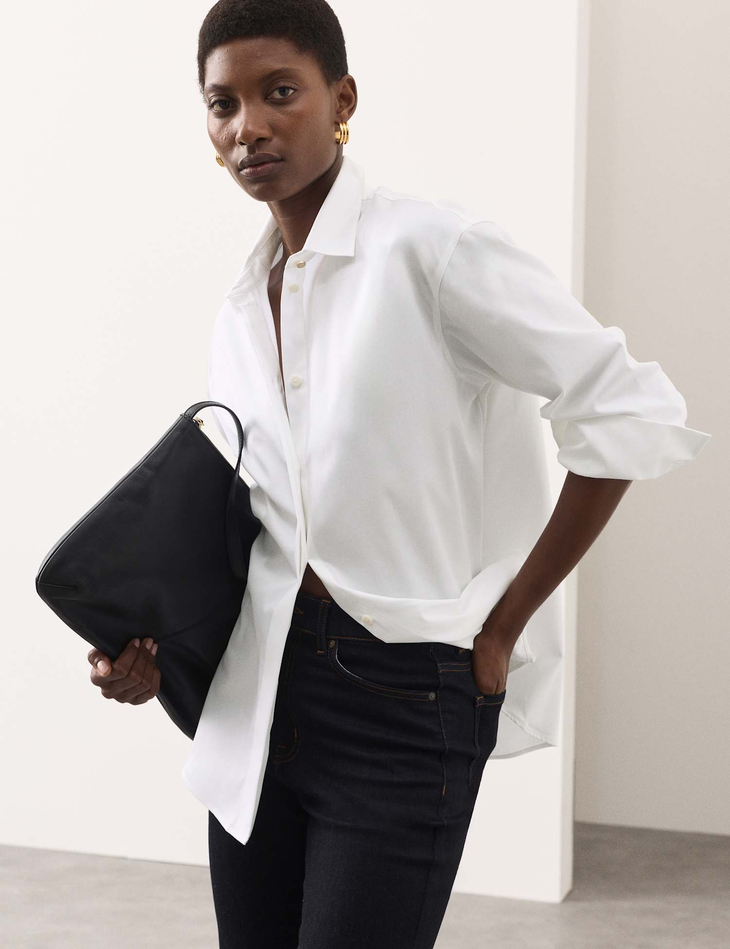Autograph Pure Cotton Collared Relaxed Shirt Soft White