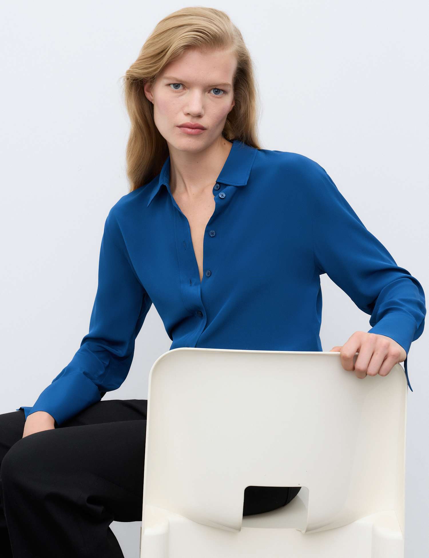 Autograph Pure Silk Shirt Dark Blue