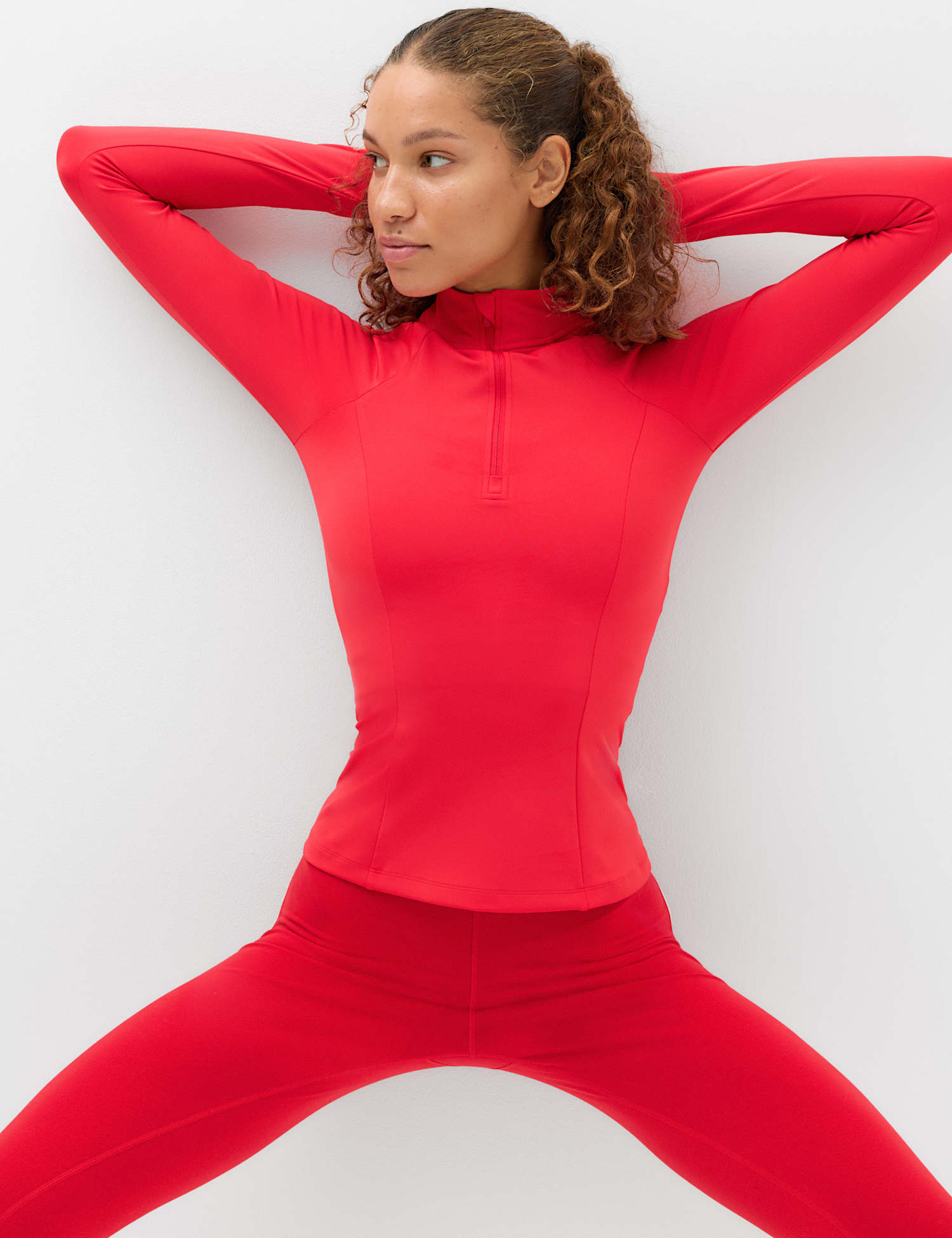 Goodmove Essential  Half Zip Fitted Running Top Poppy