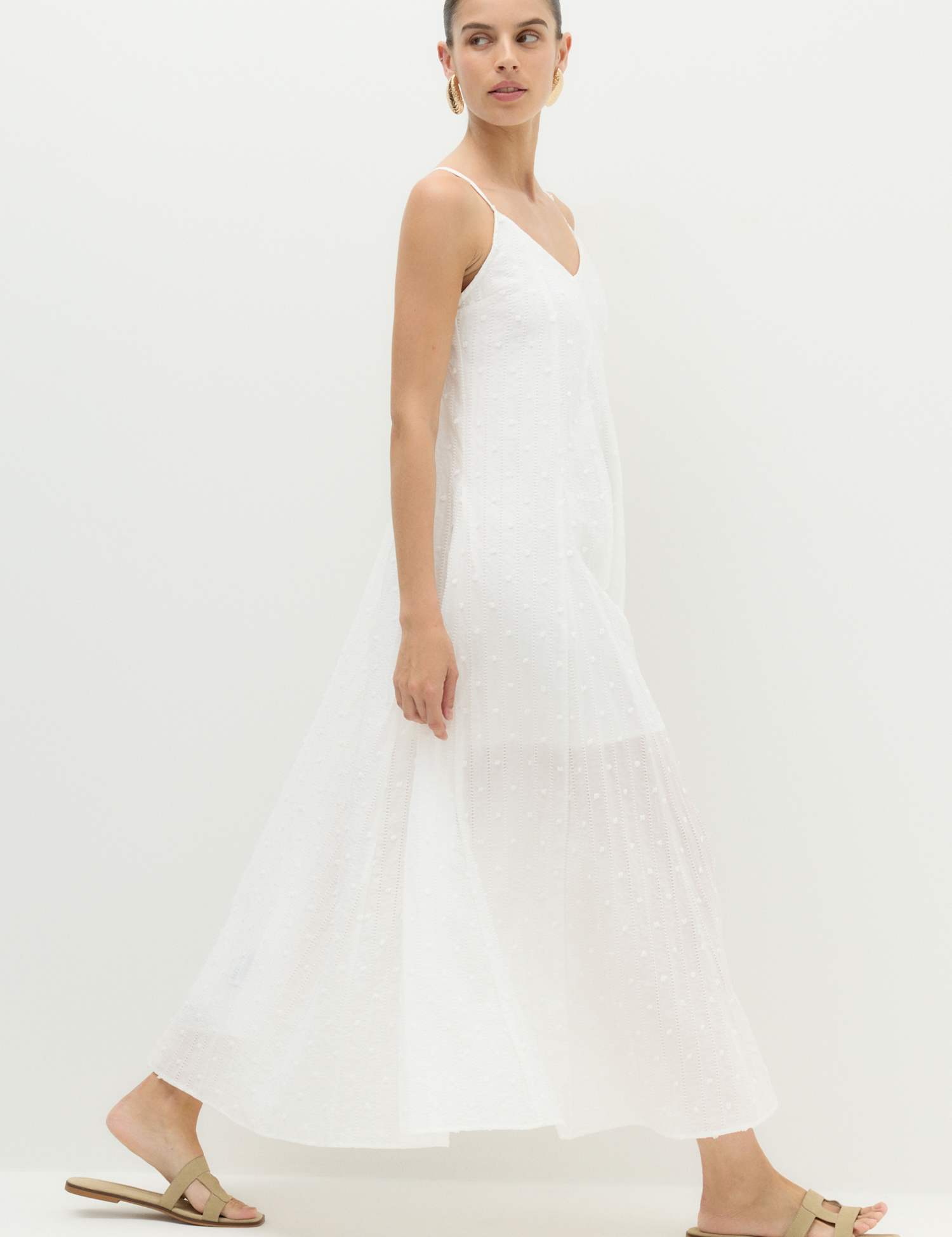 M&S Textured Dobby Maxi Beach Dress Soft White