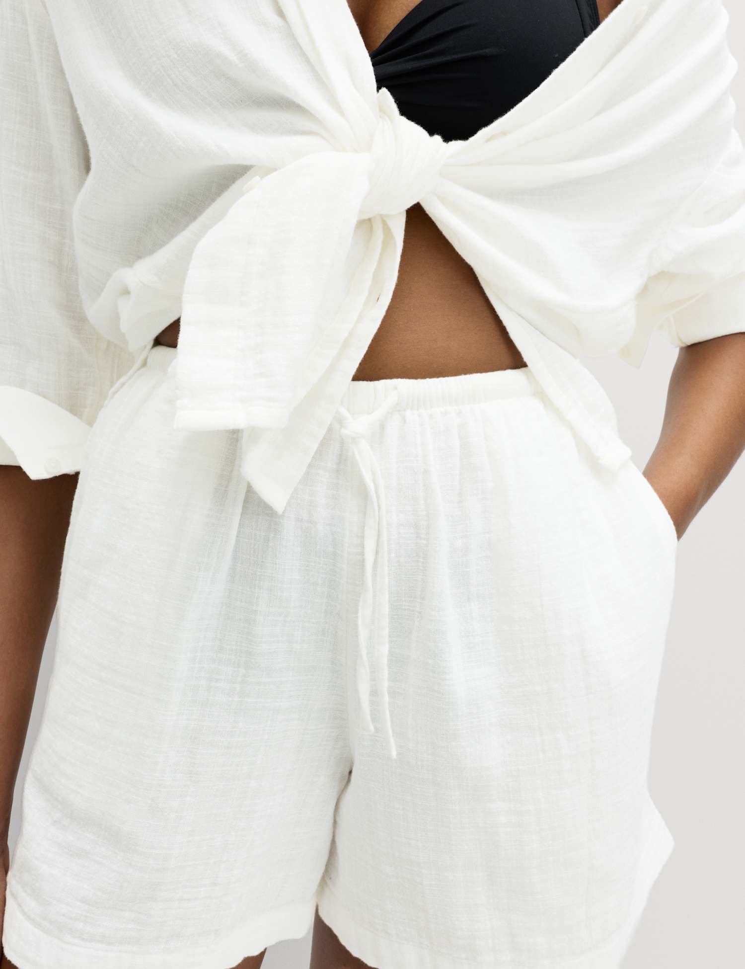 M&S Pure Cotton Double Cloth Shorts Soft White
