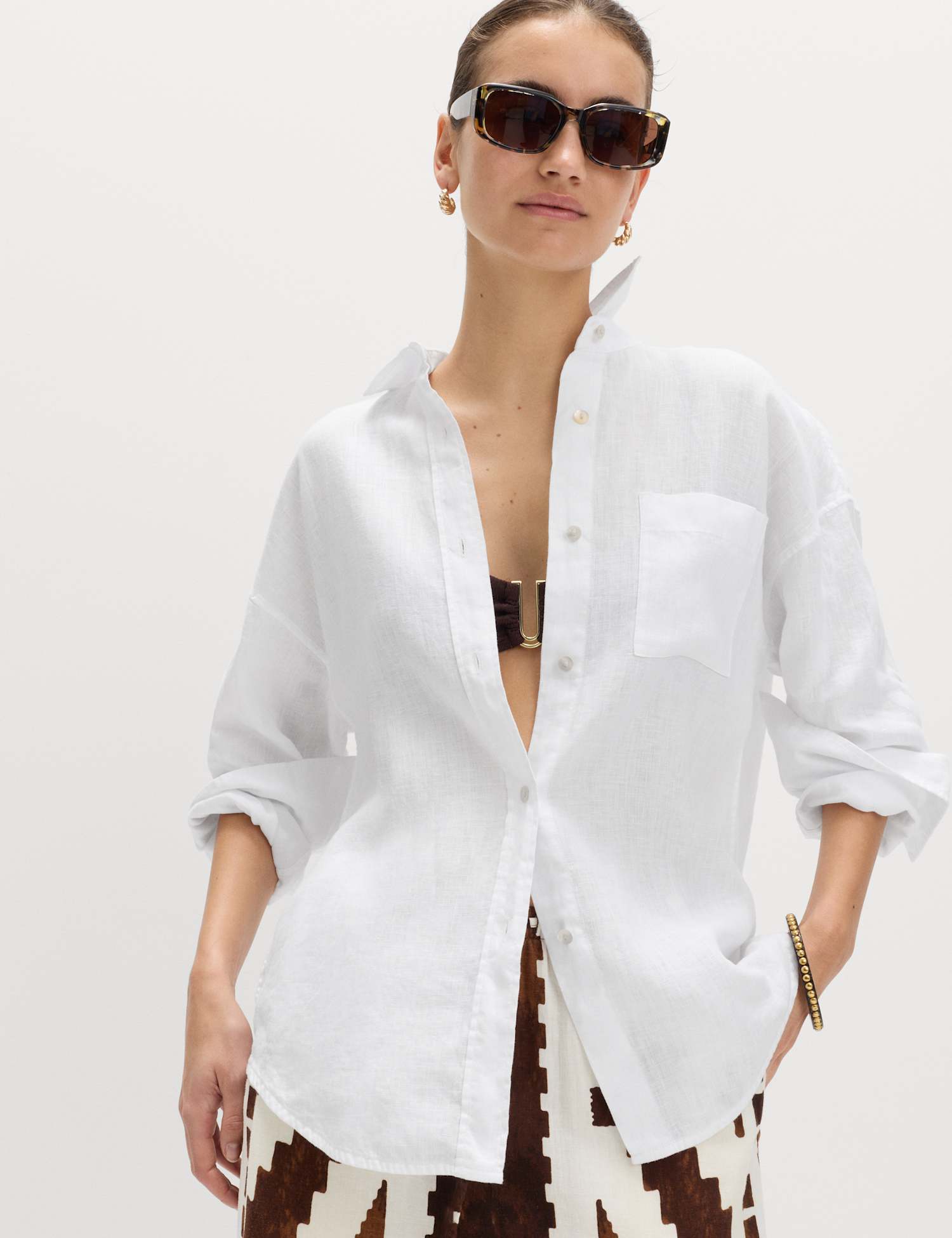 M&S Pure Linen Relaxed Shirt White