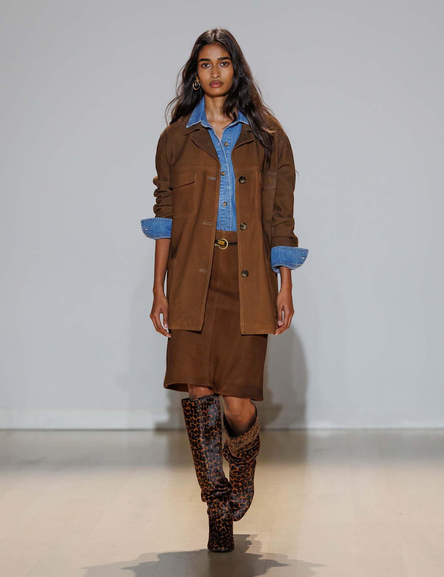 Per Una Suede Longline Utility Shacket Brown