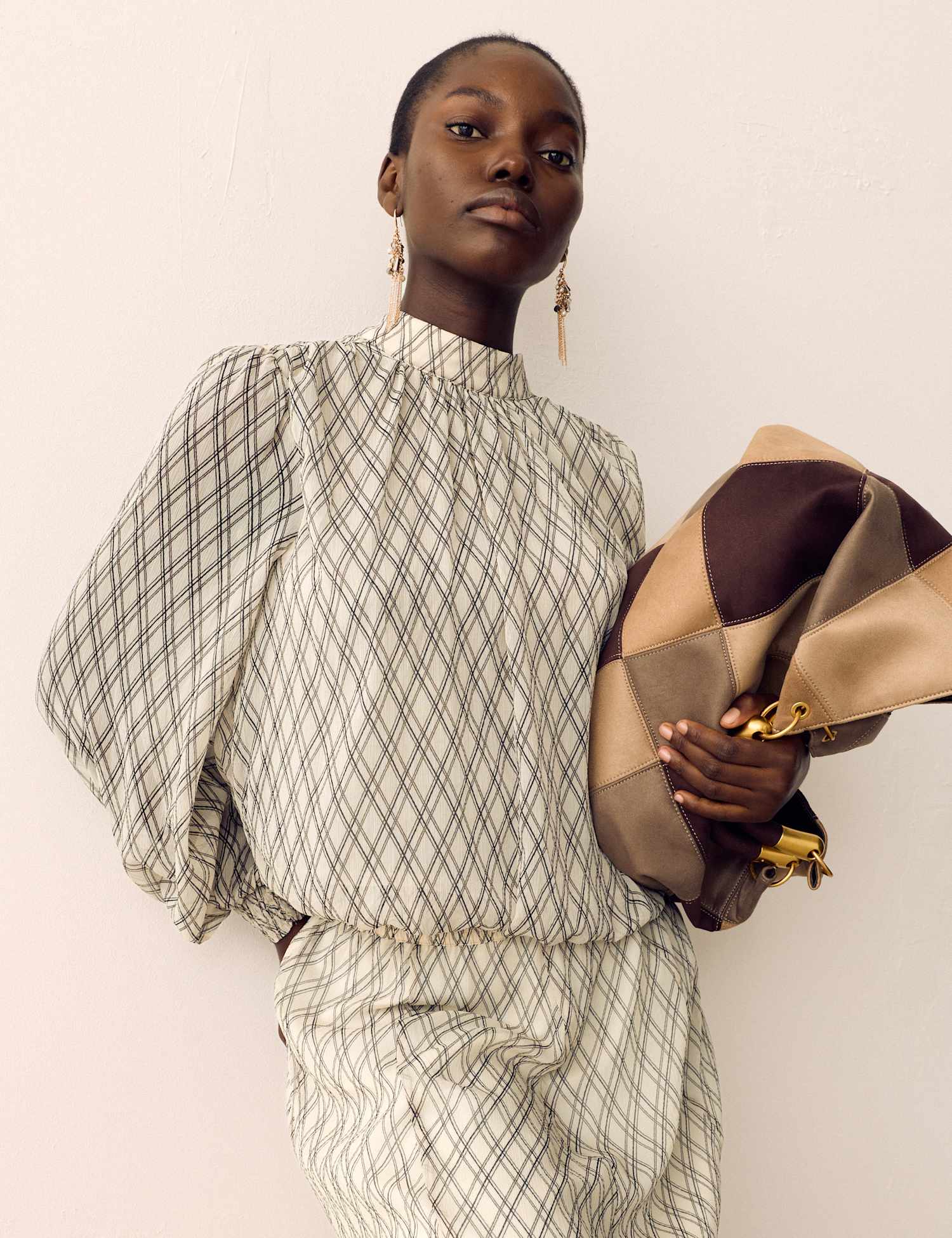 Per Una Checked Blouse White Mix