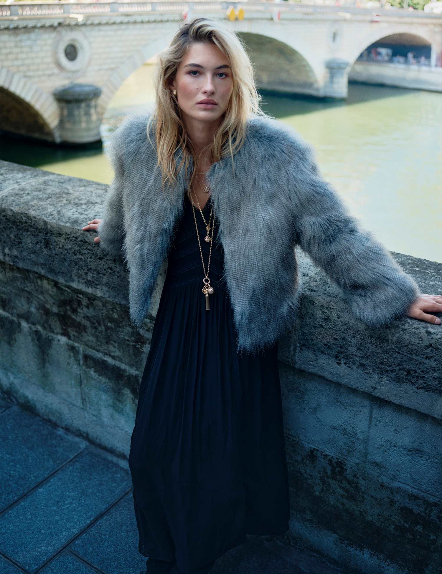 Per Una Faux Fur Cropped Jacket Grey