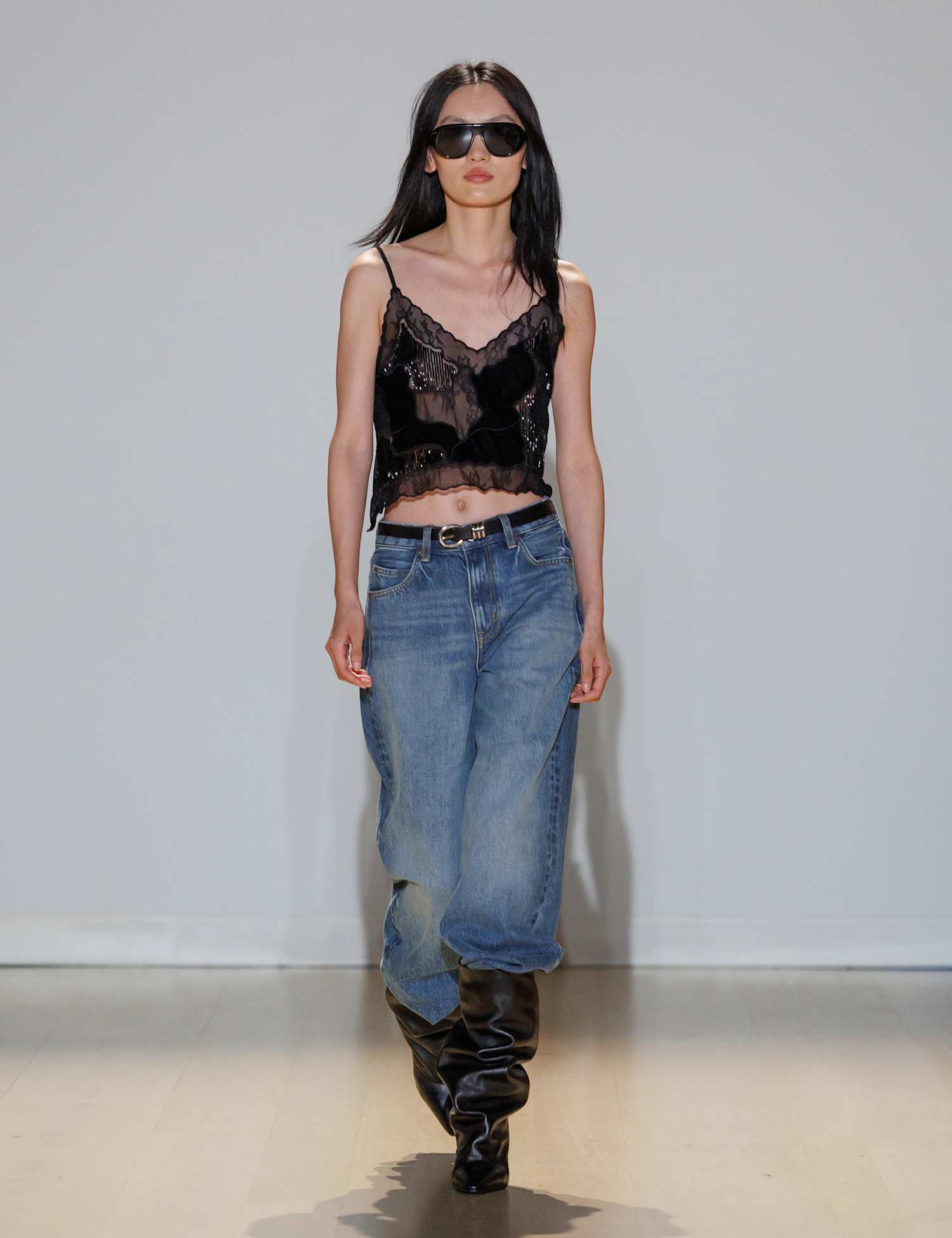 Per Una Beaded Lace Crop Cami Top Black