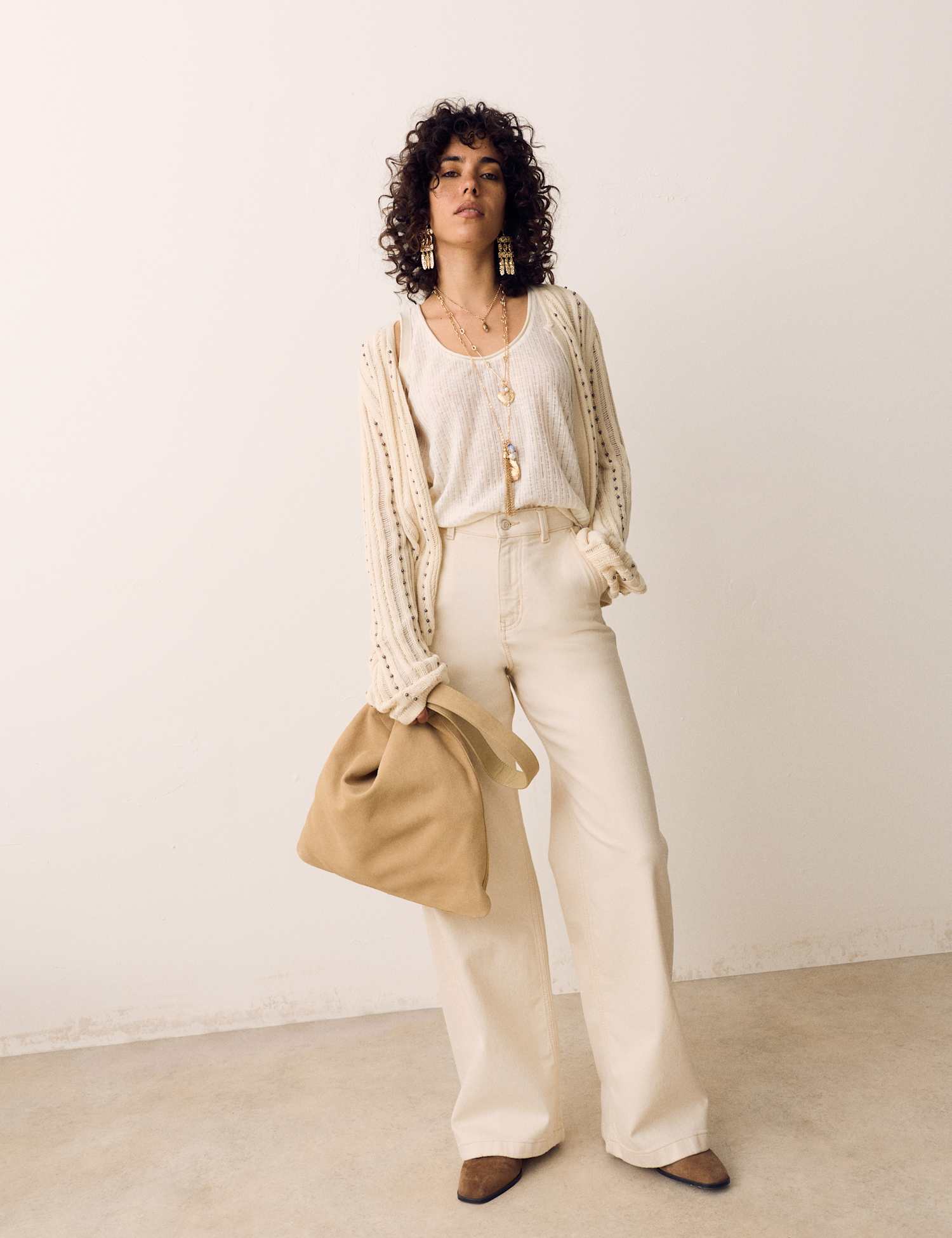 Per Una High Waisted Wide Leg Jeans with Lyocell Ecru