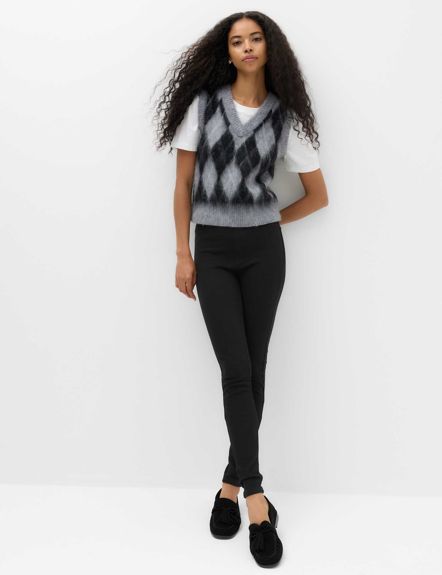 M&S Cosy Pull On High Waisted Jeggings Black
