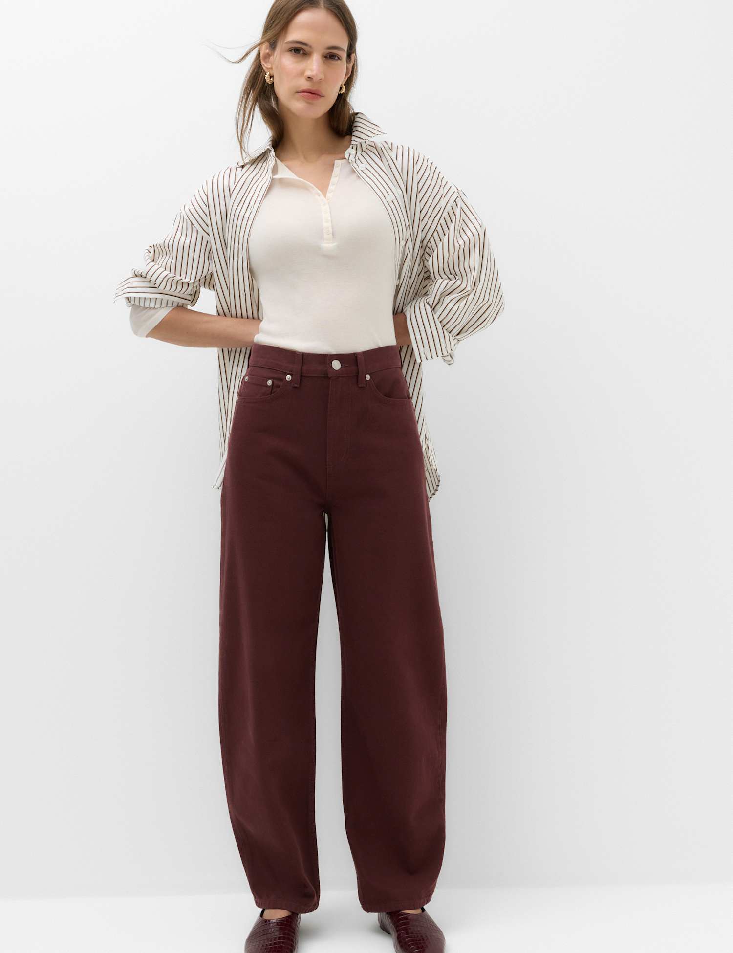 M&S High Waisted Balloon Leg Jeans Raisin