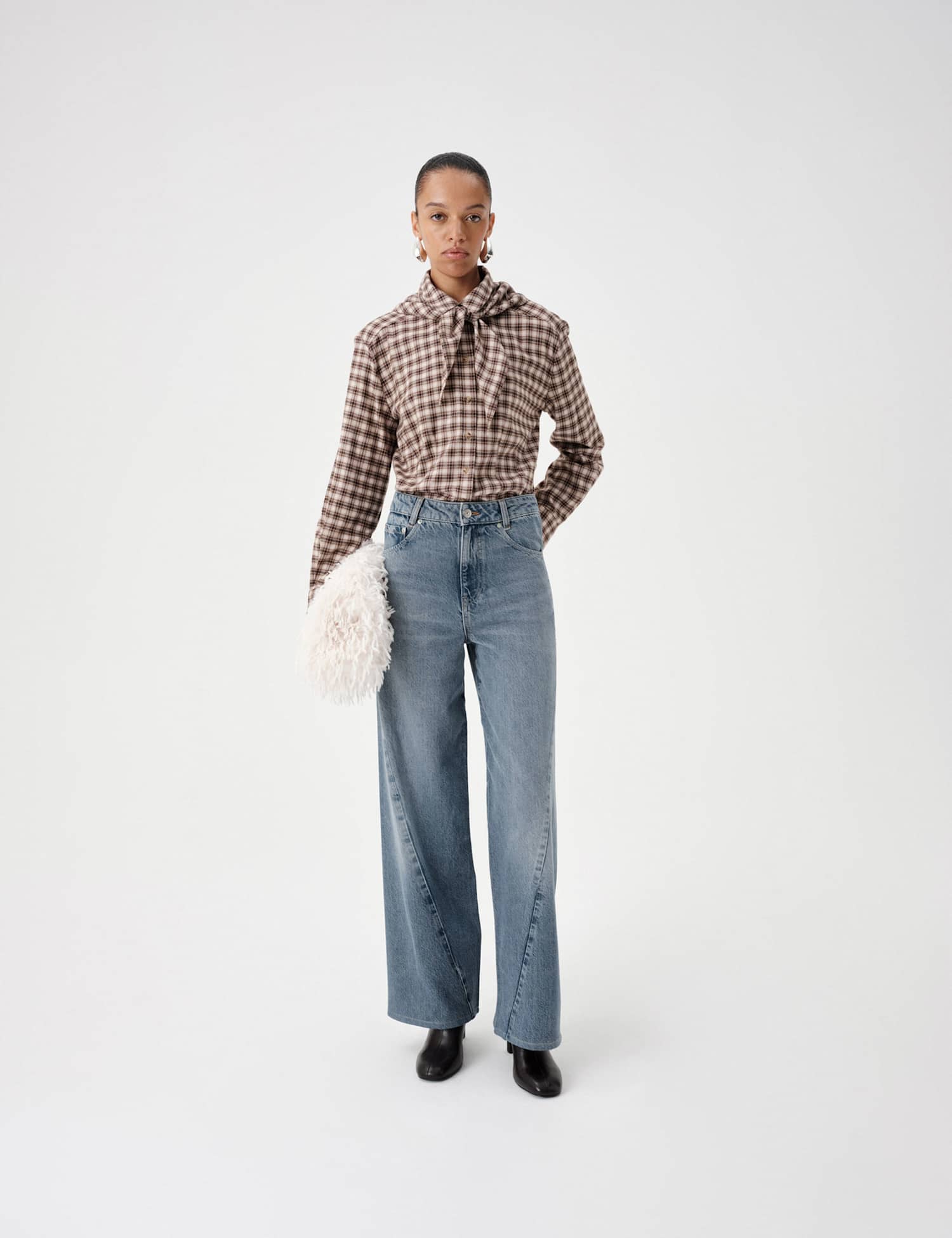 M&S Twisted Seam Wide Leg Jean Light Indigo