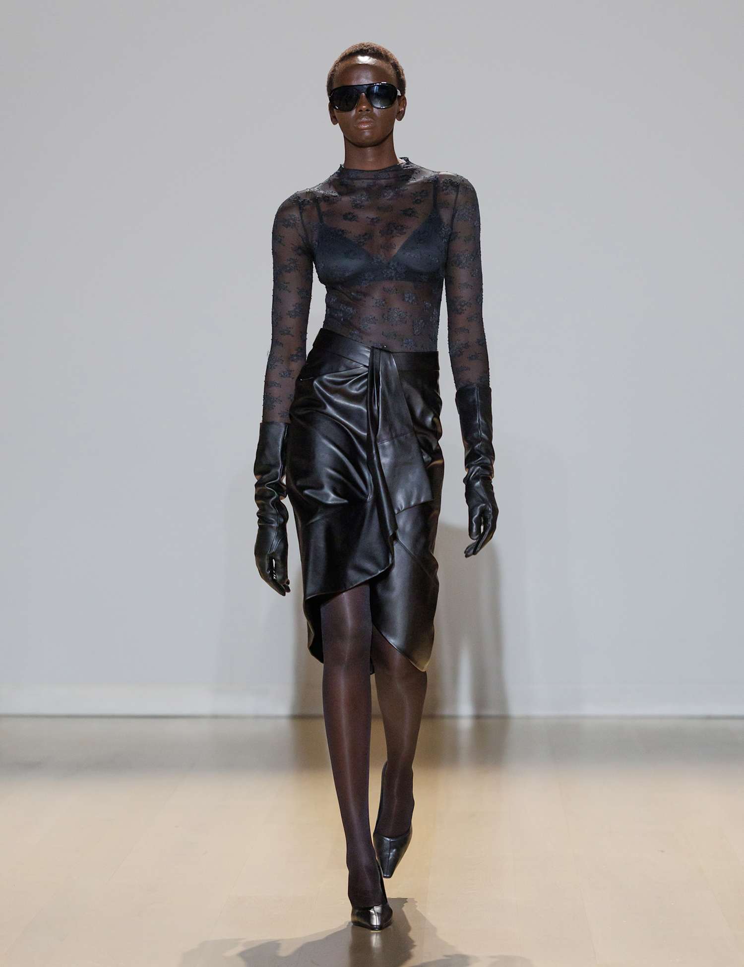 M&S Faux Leather Midi Wrap Skirt Black