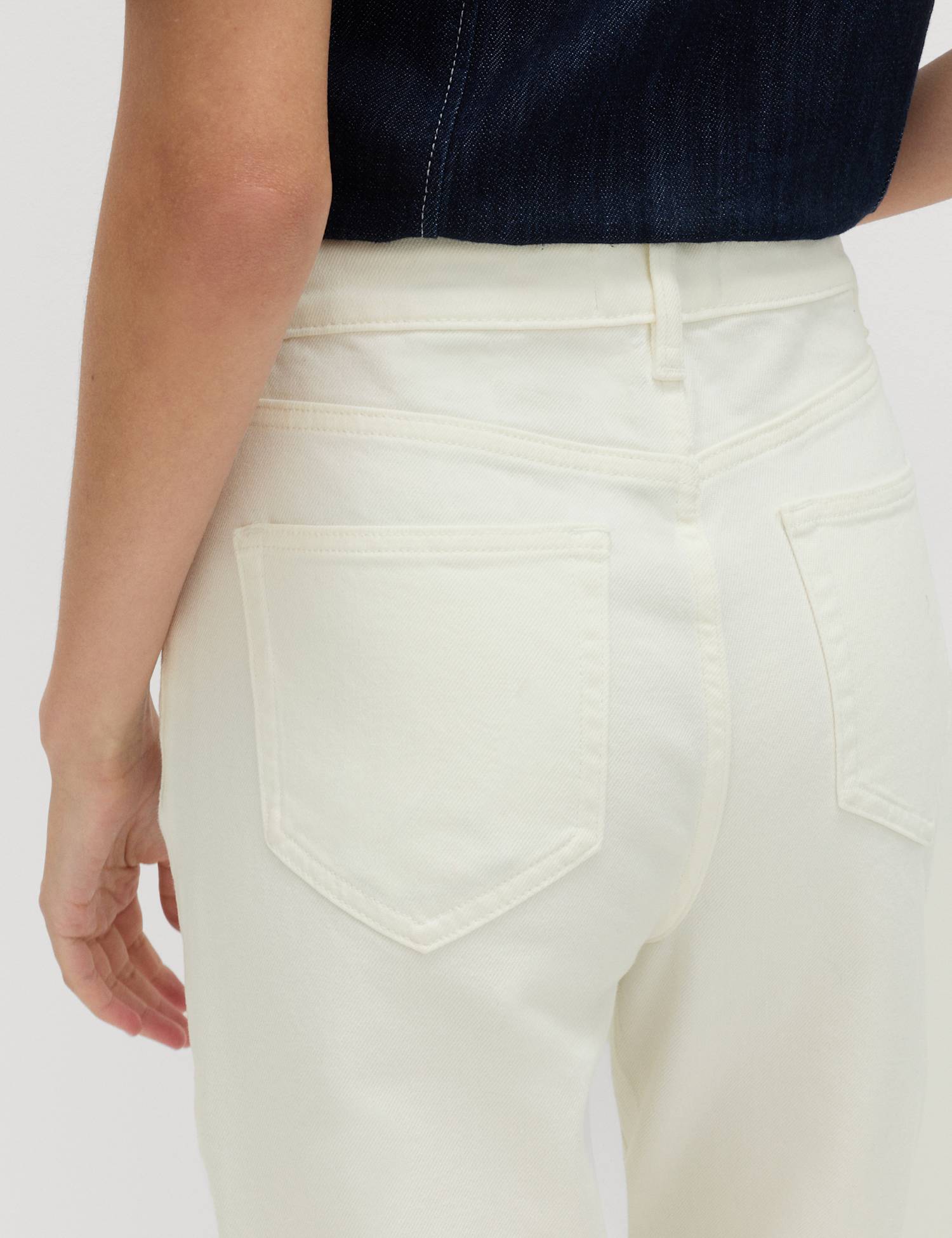 M&S Mom High Waisted Ankle Grazer Jeans Ecru