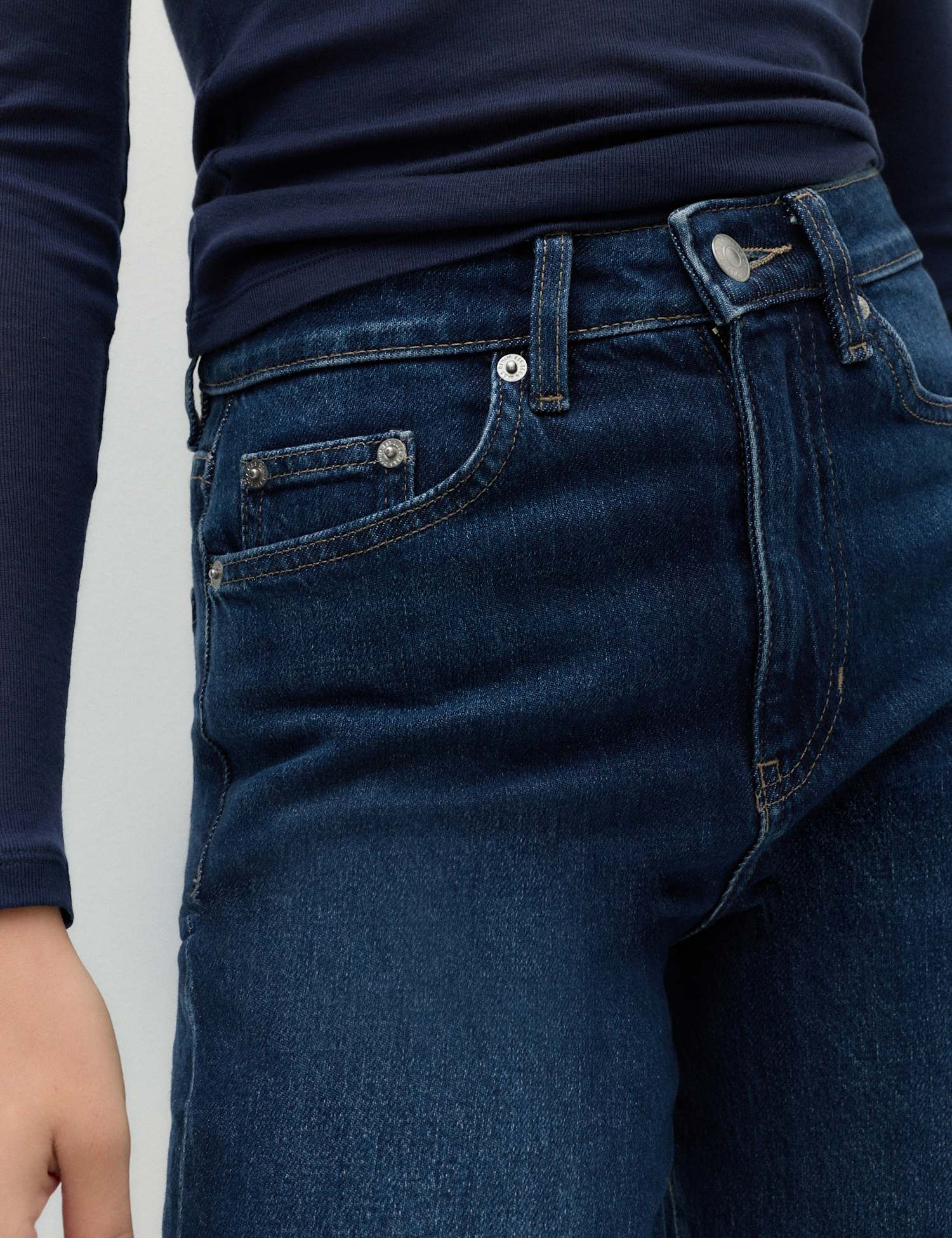 M&S Mom High Waisted Ankle Grazer Jeans Dark Indigo