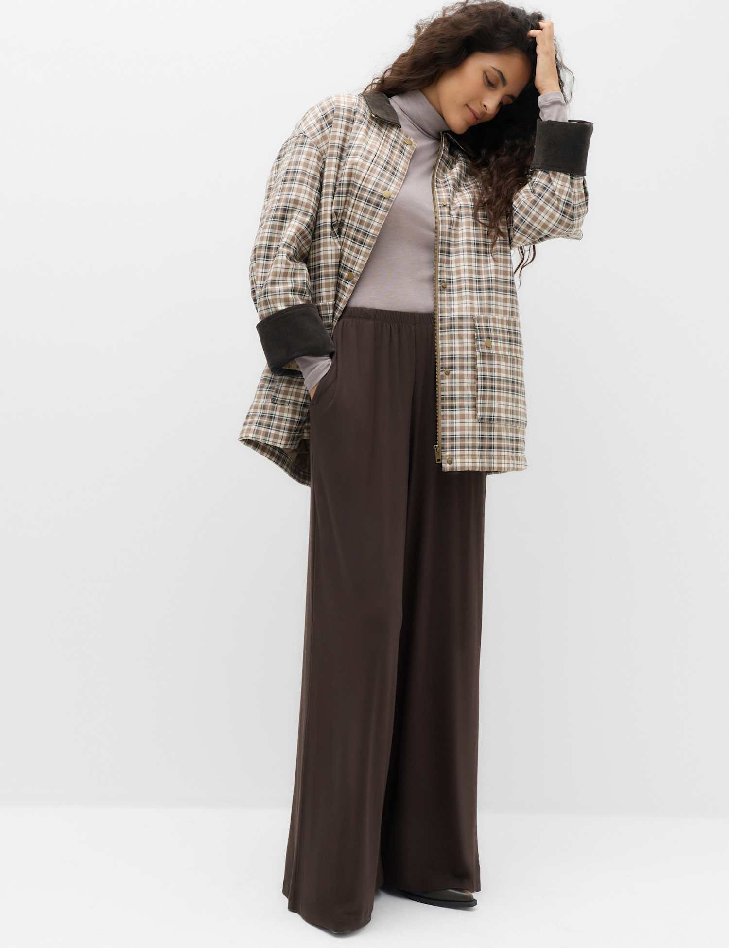 M&S High Waisted Wide Leg Palazzo Trousers Dark Chocolate