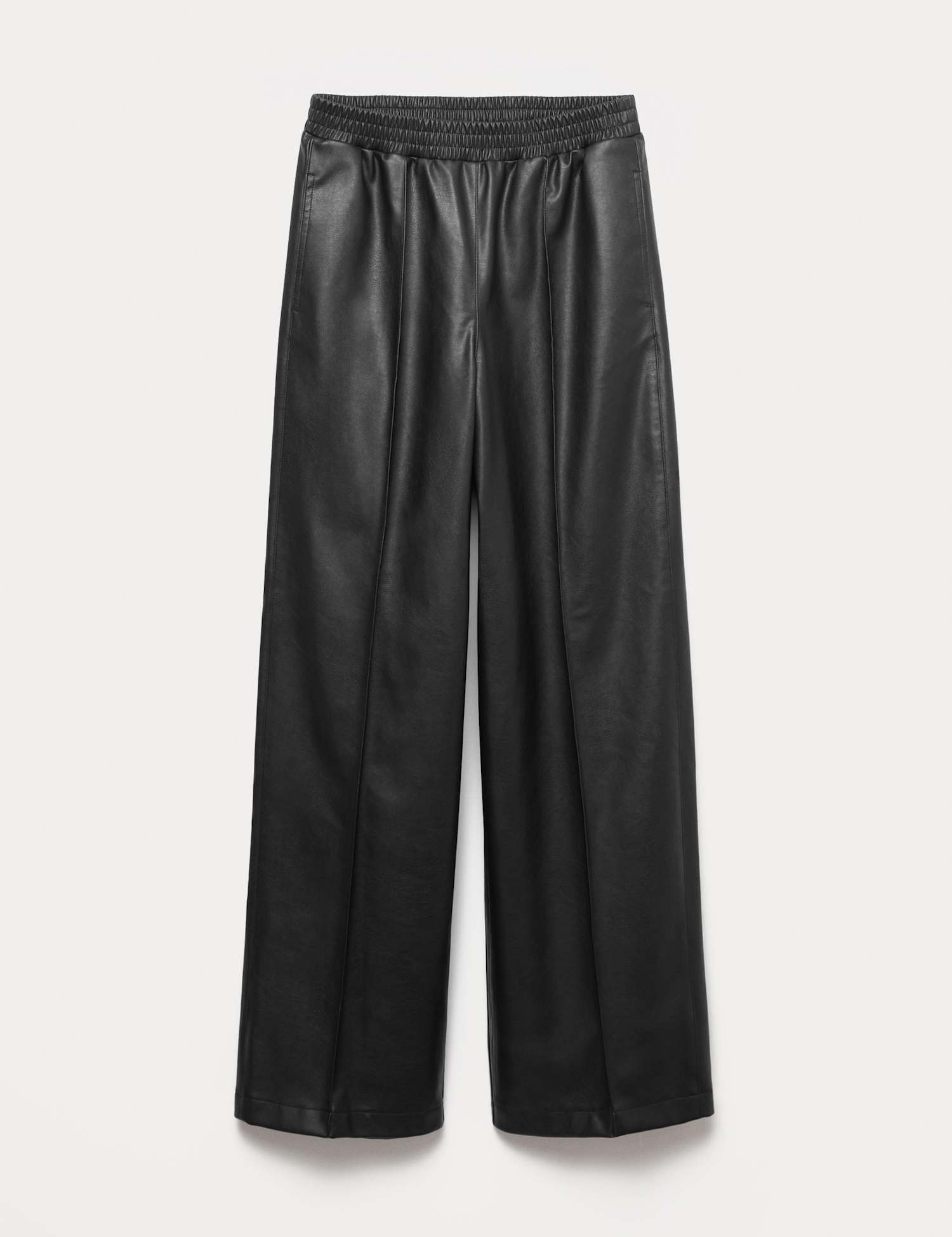 M&S Faux Leather Wide Leg Trousers Black