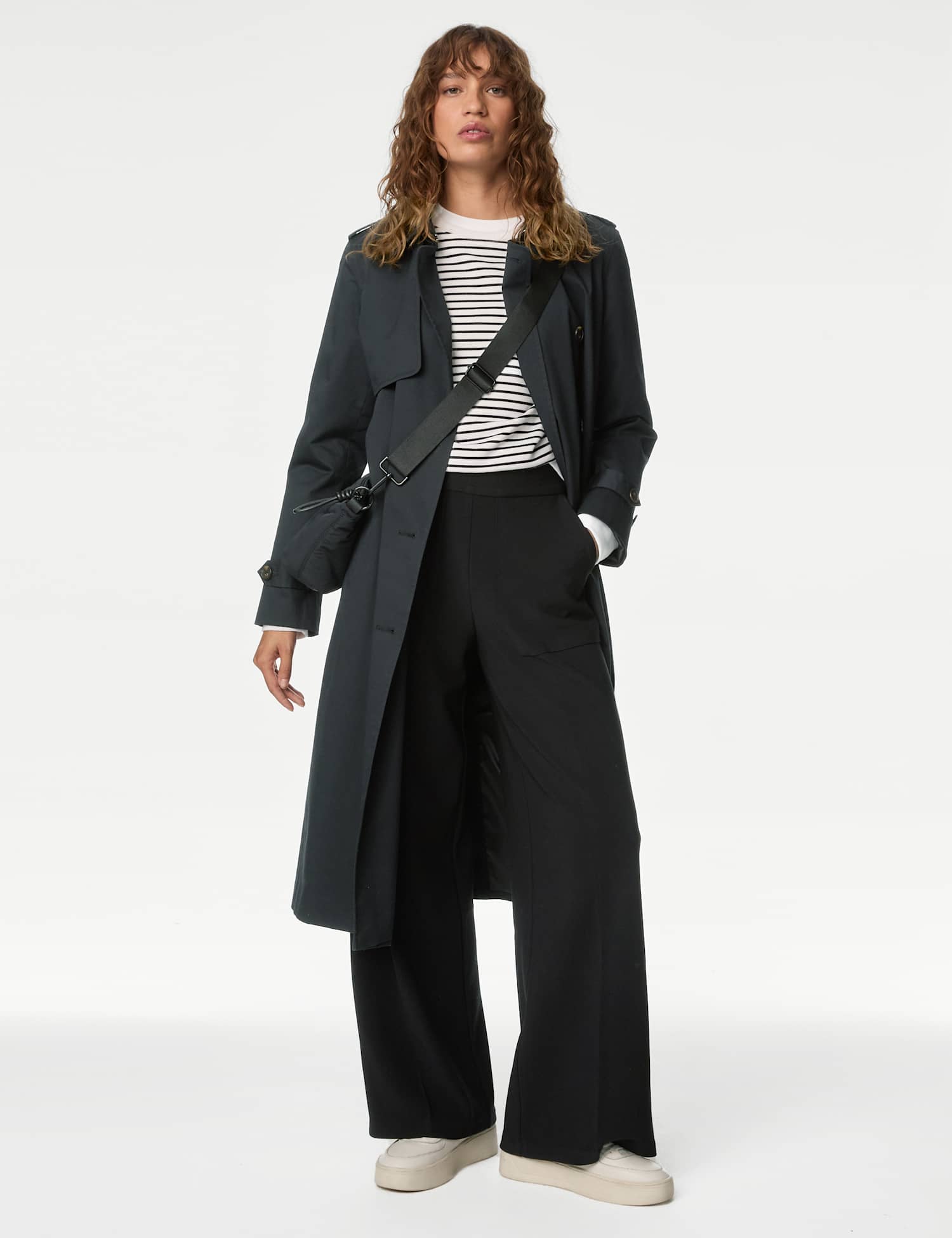 M&S Jersey Crepe Wide Leg Trousers Black