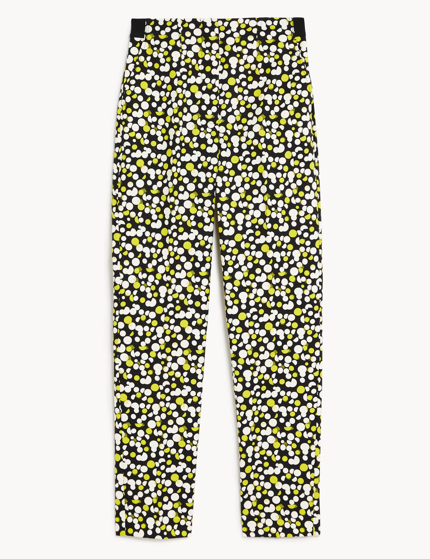 M&S Cotton Rich Printed Slim Fit Trousers Black Mix
