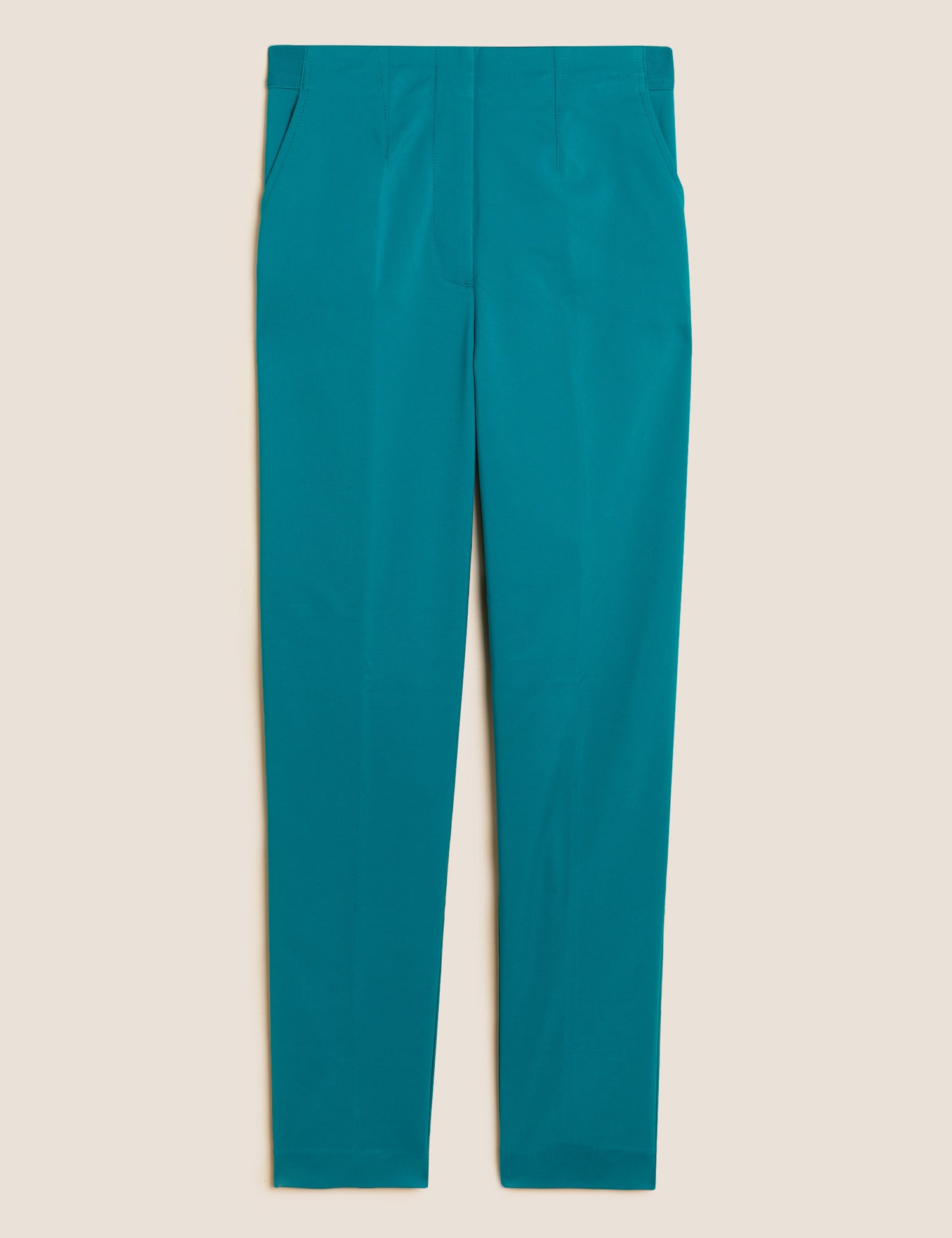 M&S Cotton Blend Slim Fit Ankle Grazer Trousers Dark Aqua