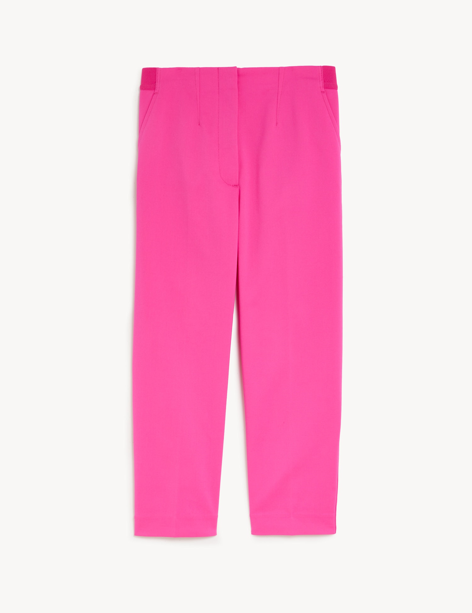 M&S Cotton Blend Slim Fit Cropped Trousers Fuchsia