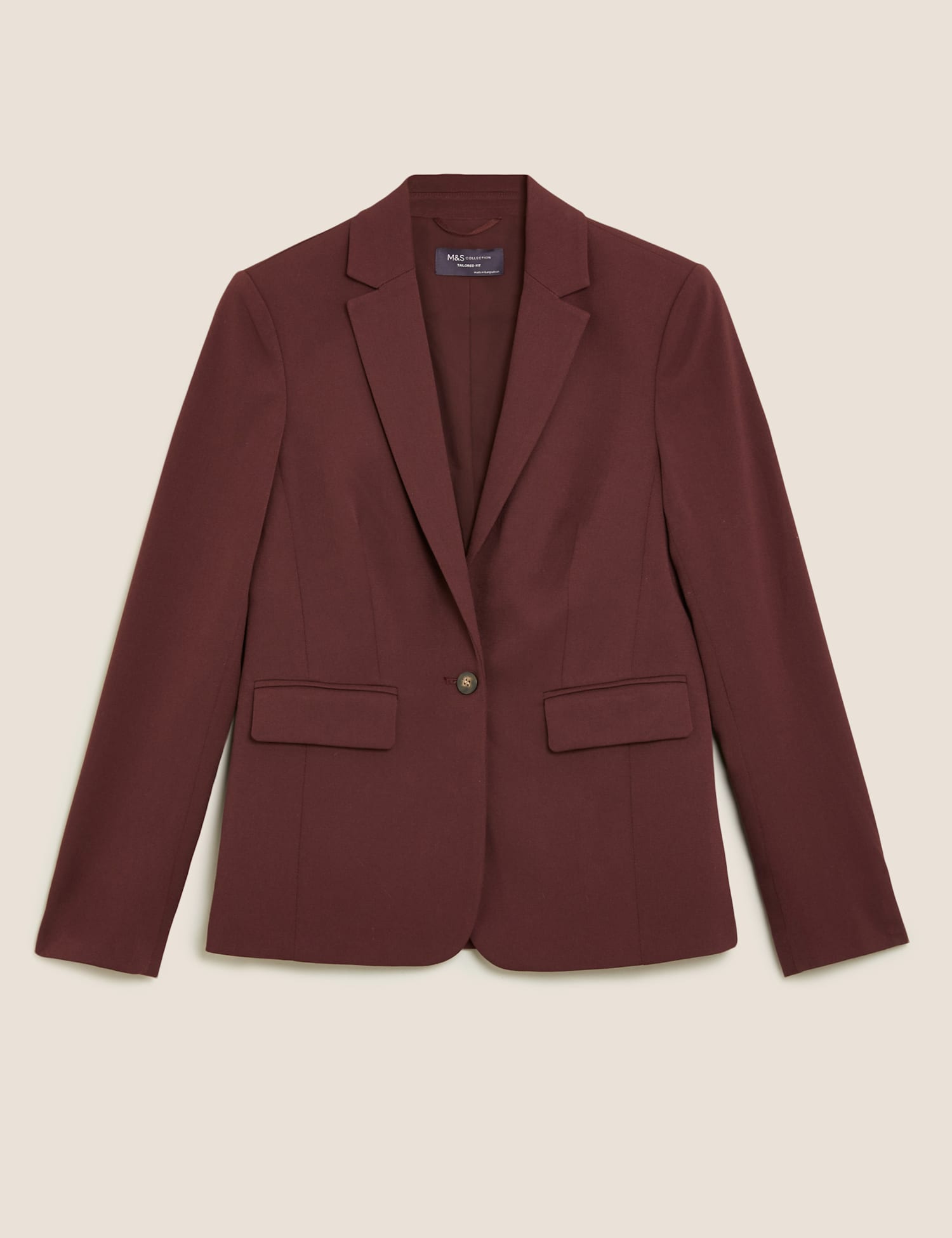 M&S Tailored Single Breasted Blazer Berry