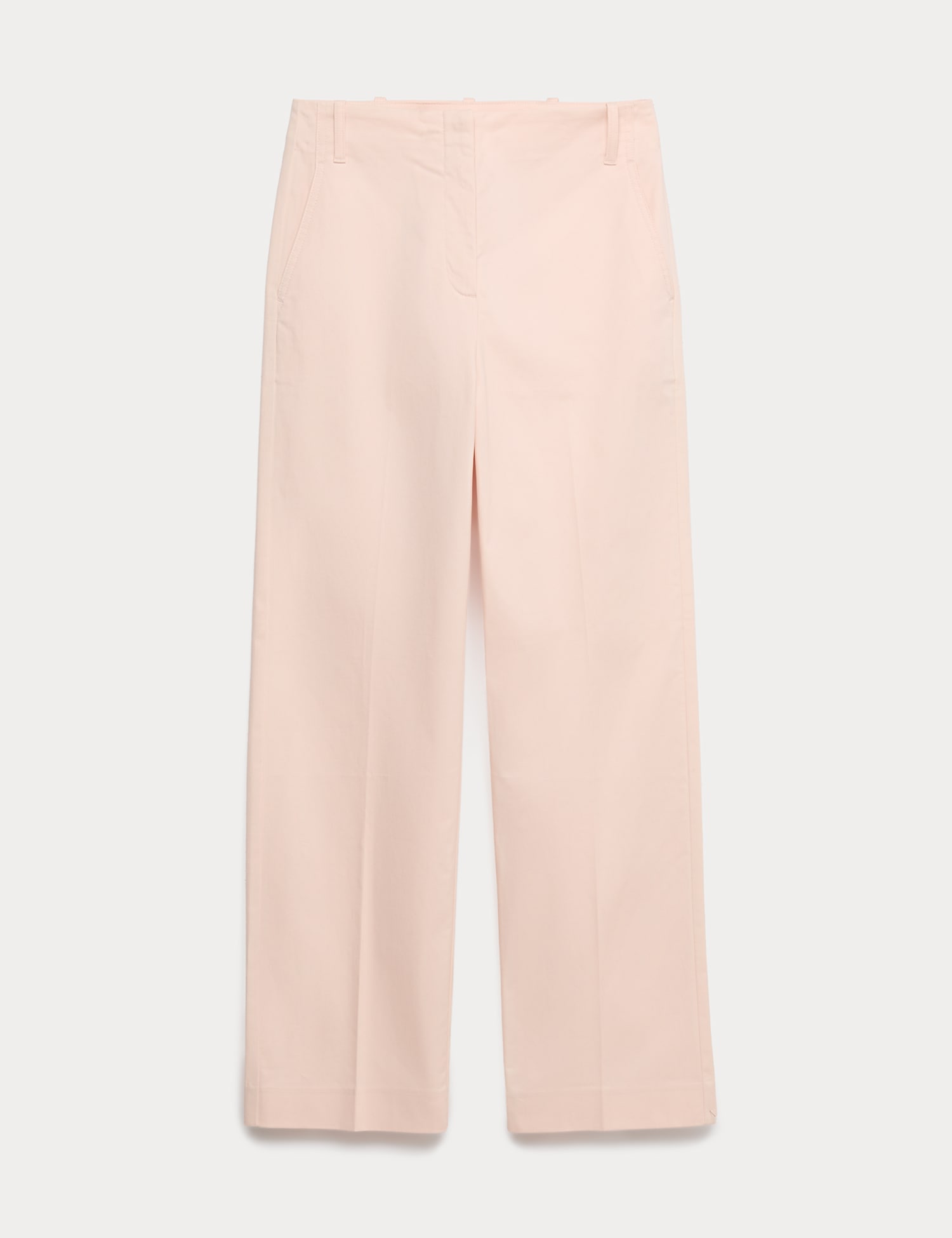 M&S Cotton Rich Straight Leg Ankle Grazer Trousers Pale Pink
