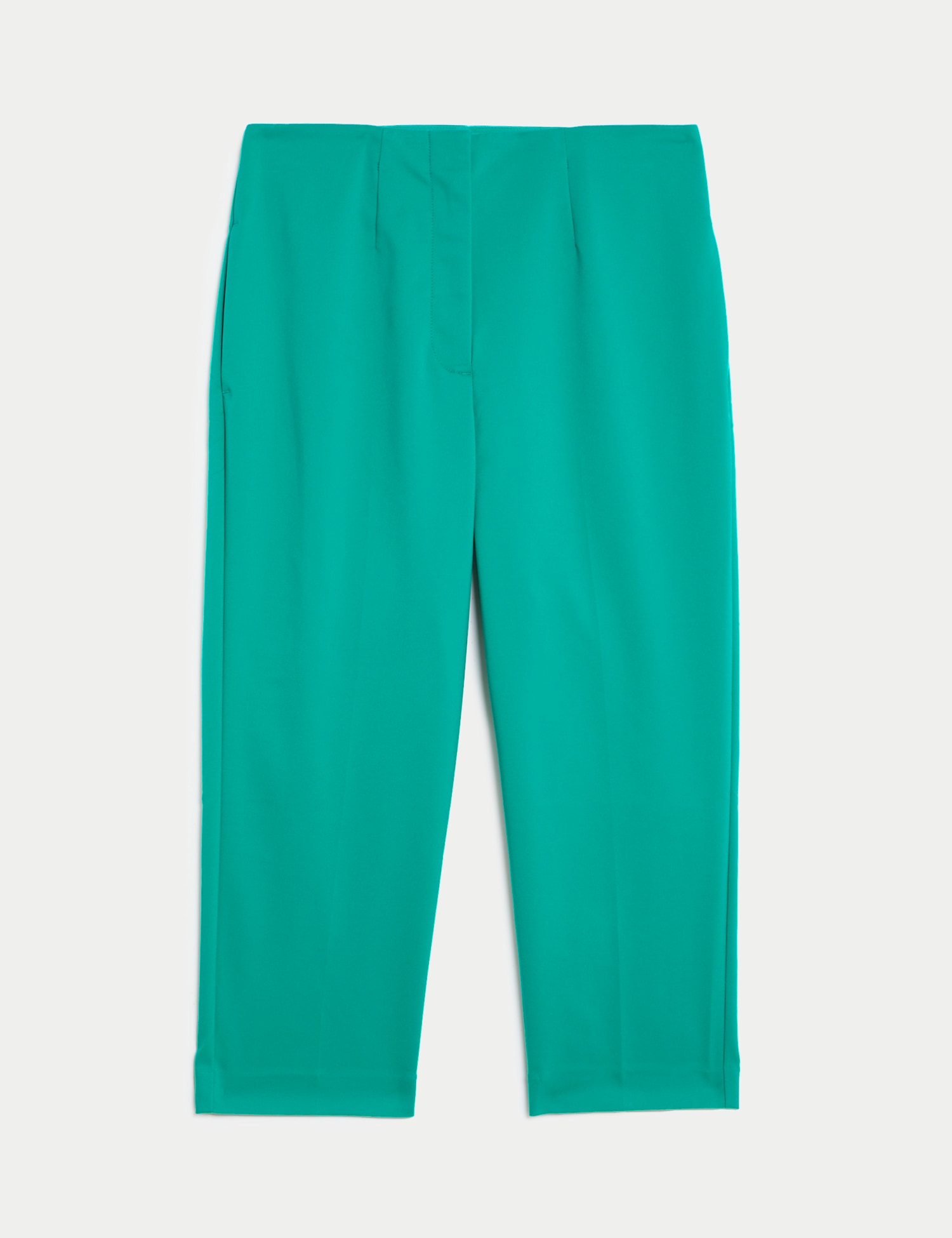 M&S Cotton Blend Slim Fit Cropped Trousers Bright Green