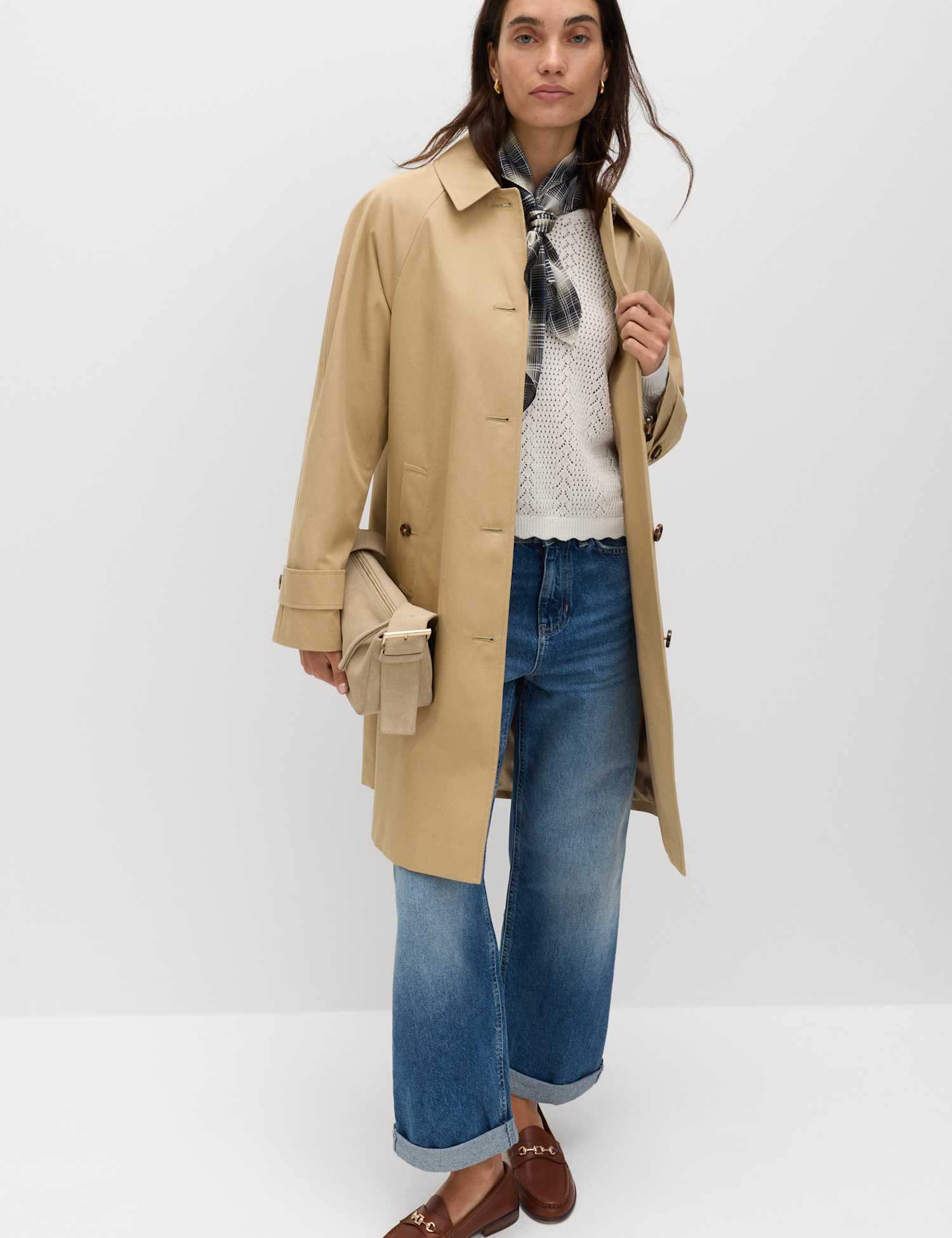 M&S Pure Cotton Car Coat Light Caramel