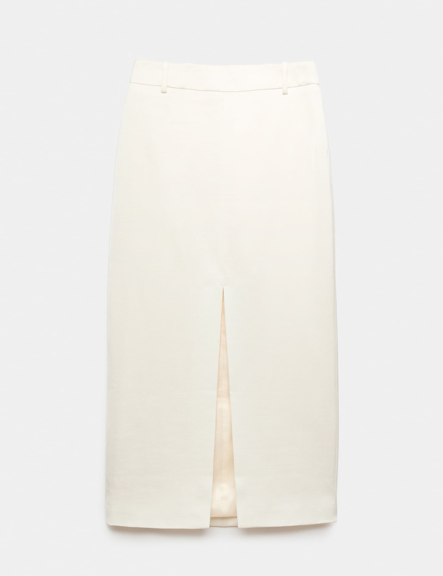 M&S Satin Textured Split Front Midaxi Column Skirt Ivory