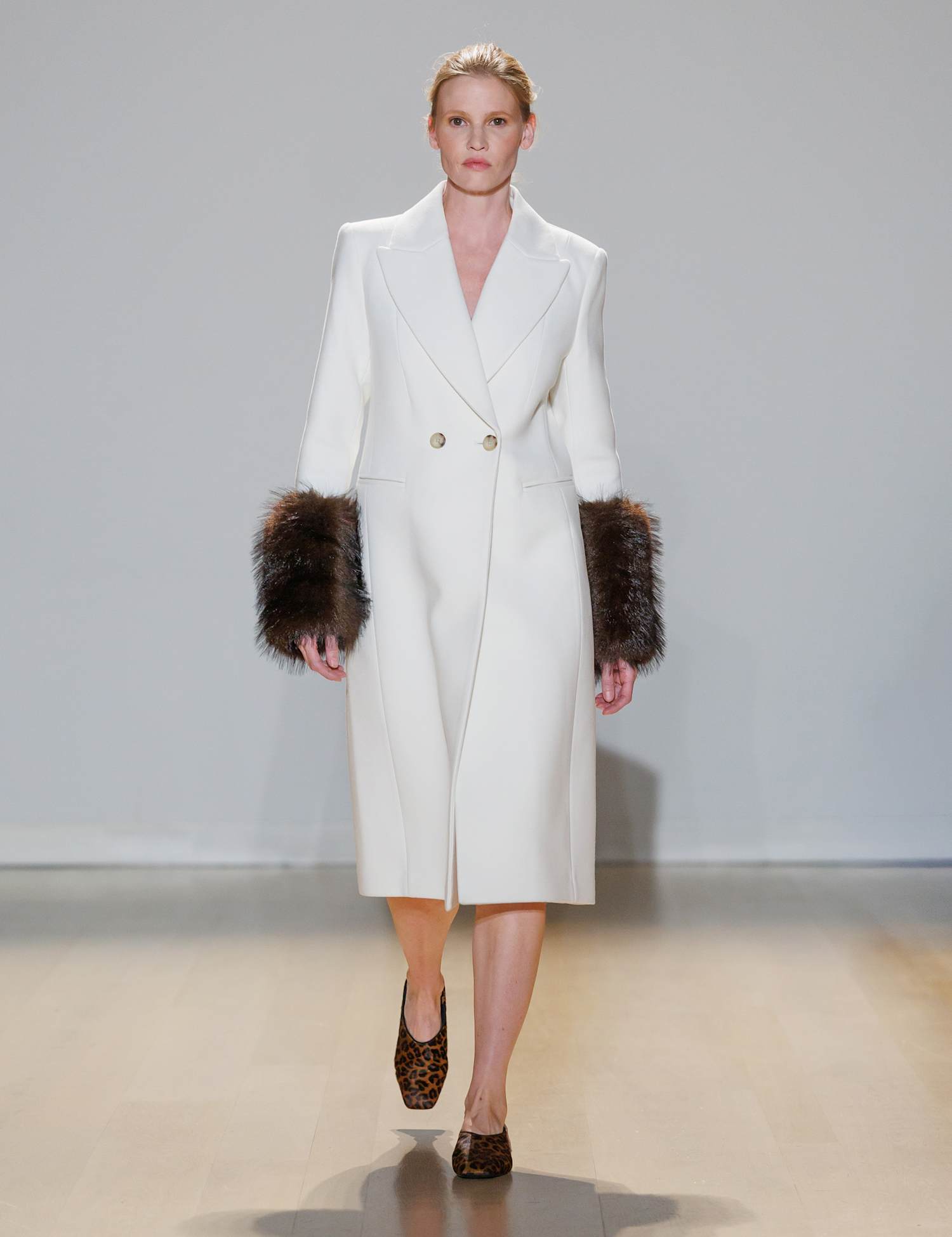 M&S Double Breasted Longline Overcoat Ivory