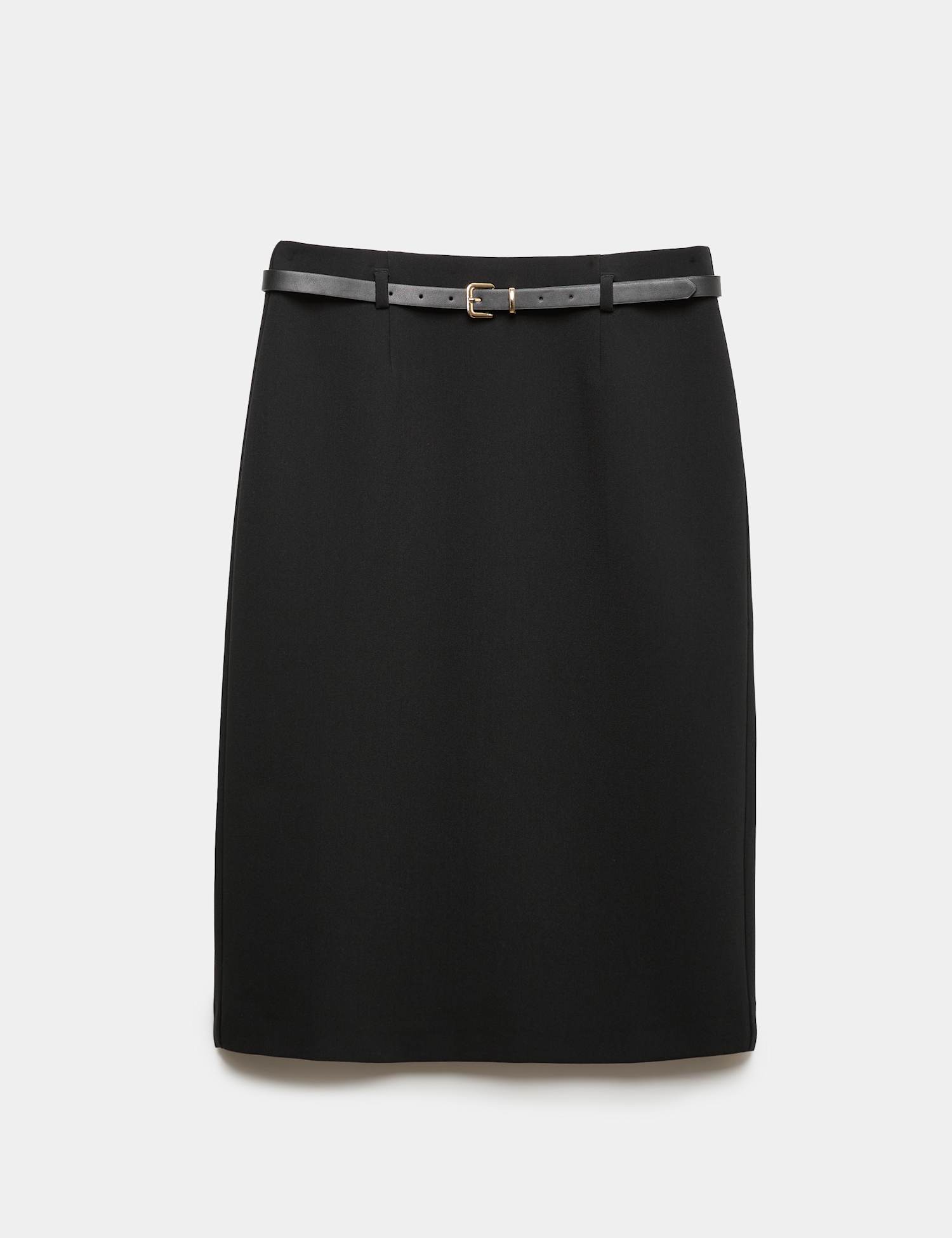 M&S Belted Knee Length Pencil Skirt Black