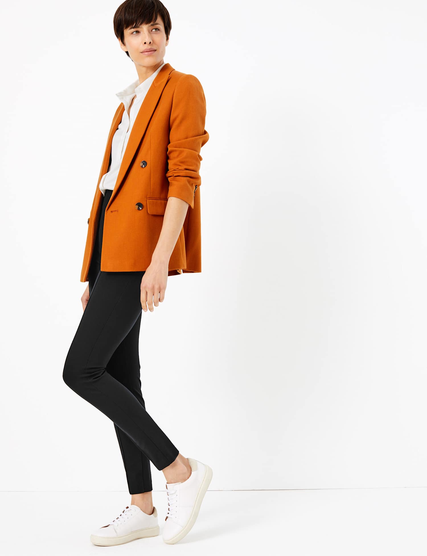 M&S Skinny Ankle Grazer Trousers Camel