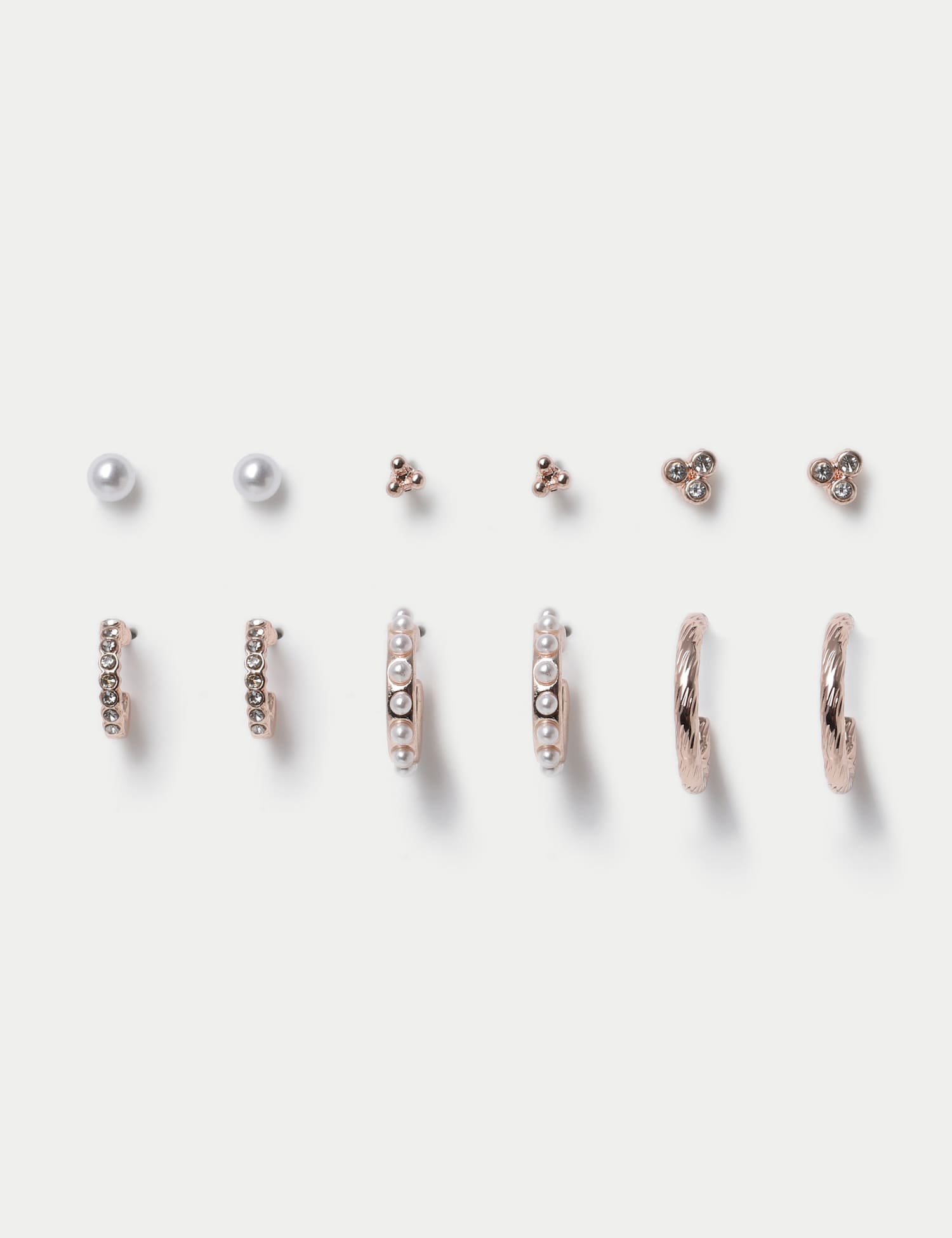 M&S 6 Pack Gold Tone Hoop & Stud Earring Set Multi